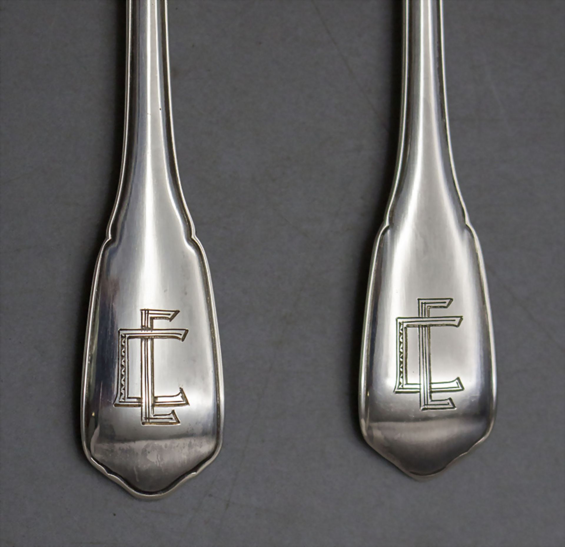 Art Déco Gabel und Löffel im Etui / An Art Déco silver fork and spoon in a box, Ernest Prost, ... - Bild 3 aus 4