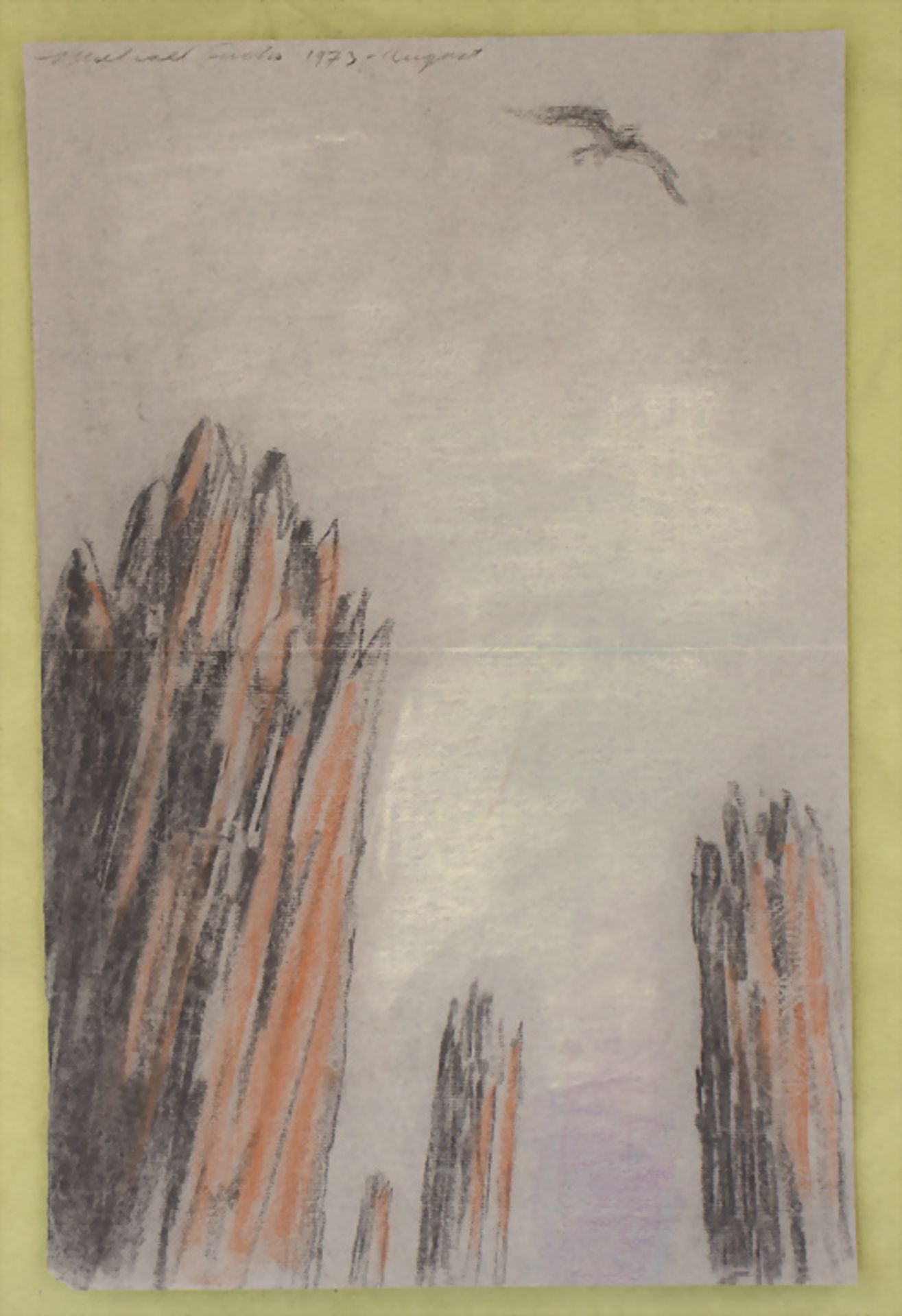 Michael Fuchs (*1952), 'Felsen mit Vogel' / 'Kopfstudie', 1973