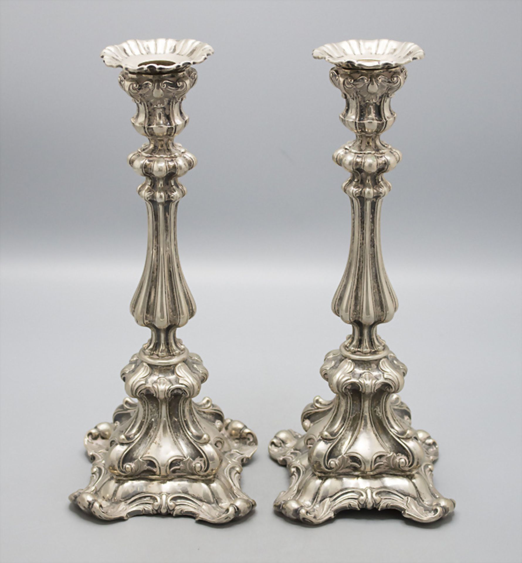 Paar Biedermeier Kerzenleuchter / A pair of silver candlesticks, Freidrich Haag, Schwäbisch ...