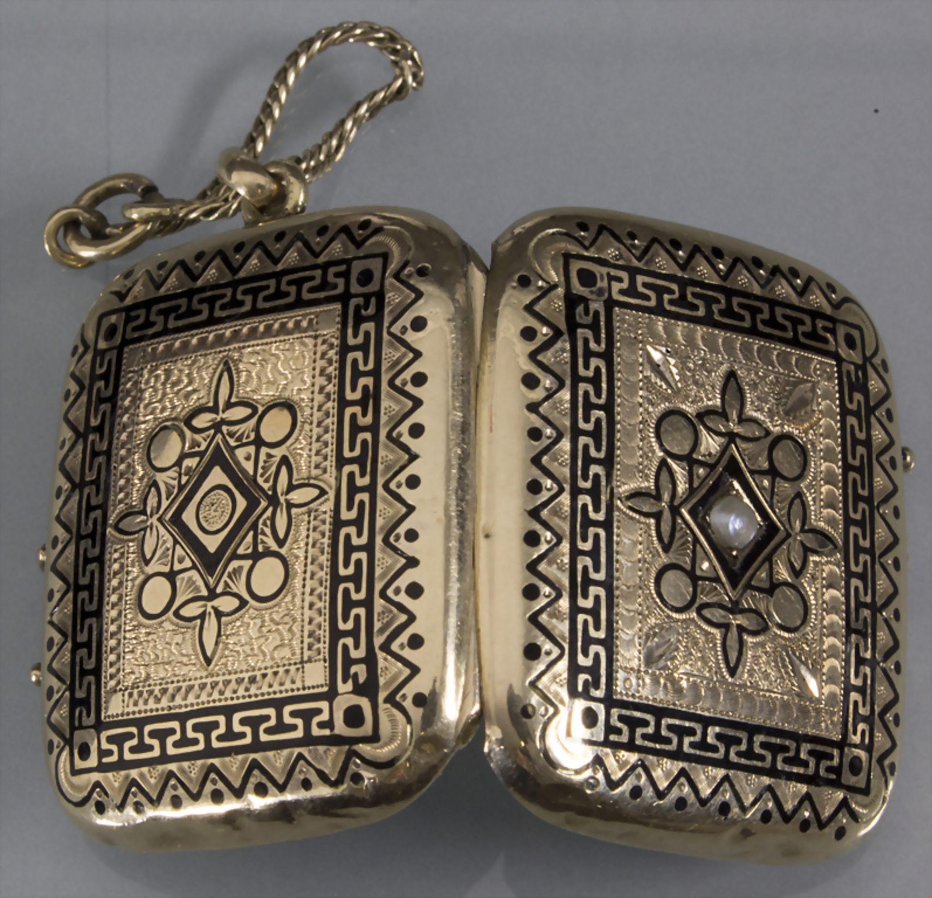 Medaillon-Kettenanhänger / A 14ct gold medallion pendant, deutsch, 19. Jh. - Bild 3 aus 4