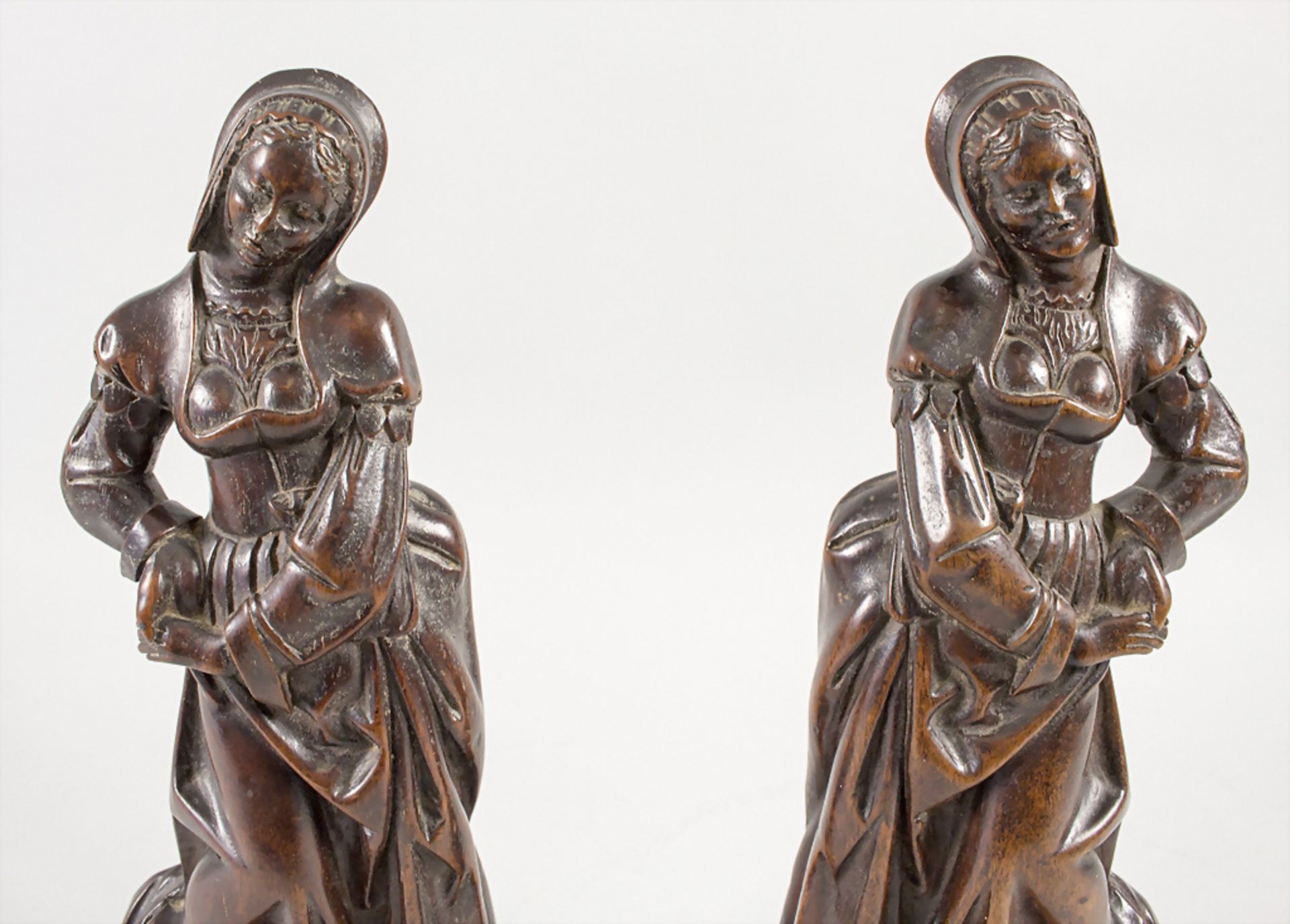 Paar Renaissance Skulpturen / A pair of Renaissance wooden sculptures, wohl 16. Jh. - Image 2 of 6