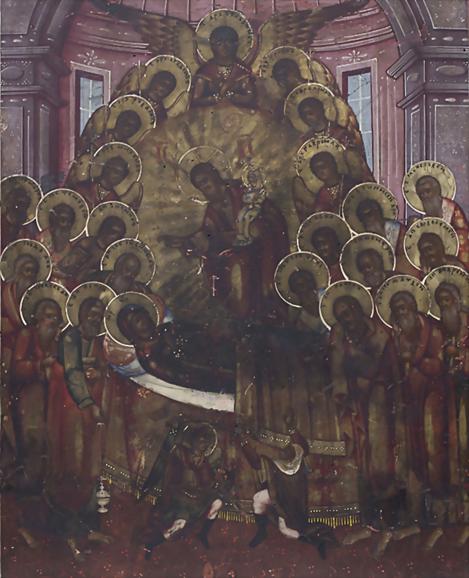 Ikone 'Das Entschlafen der Gottesmutter mit Aposteln', Russland, 19. Jh. - Bild 2 aus 5