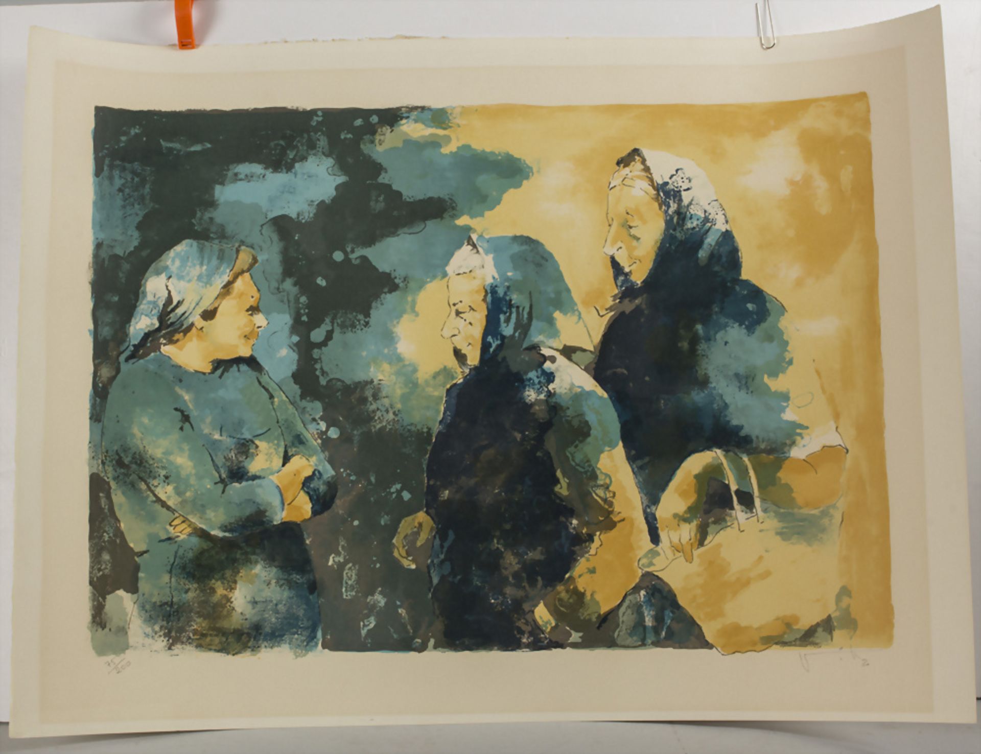Victor Vico (1915-1998), 'Drei Damen mit Kopftuch' / 'Three women with shawls', 20. Jh. - Bild 2 aus 6