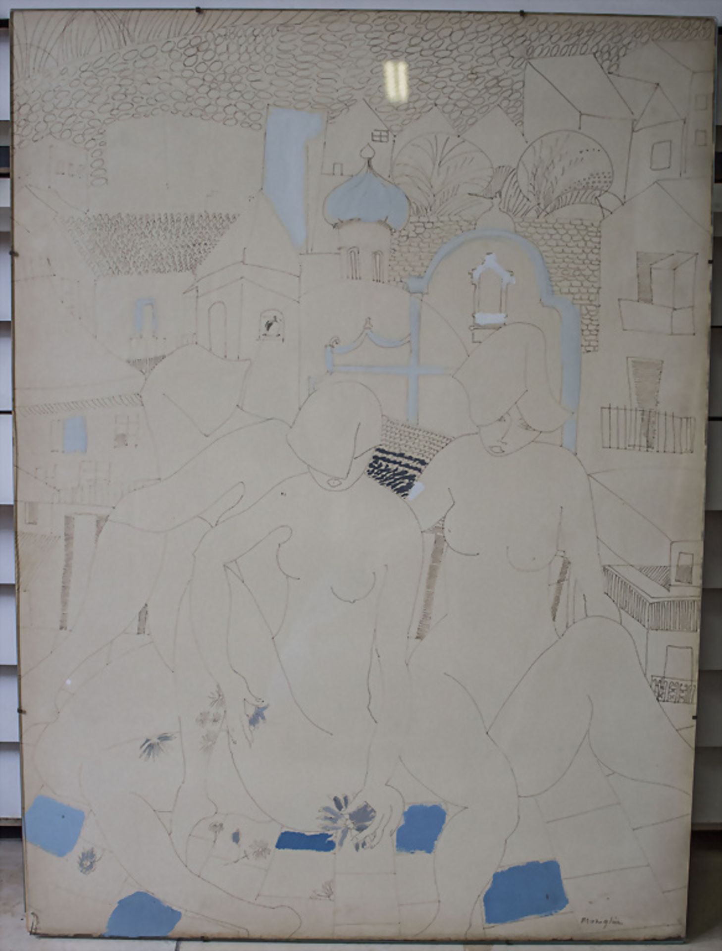 Maryse Maniglier, 'Zwei Frauenakte vor der Stadt' / 'Two female nudes in front of the city', ... - Image 2 of 4