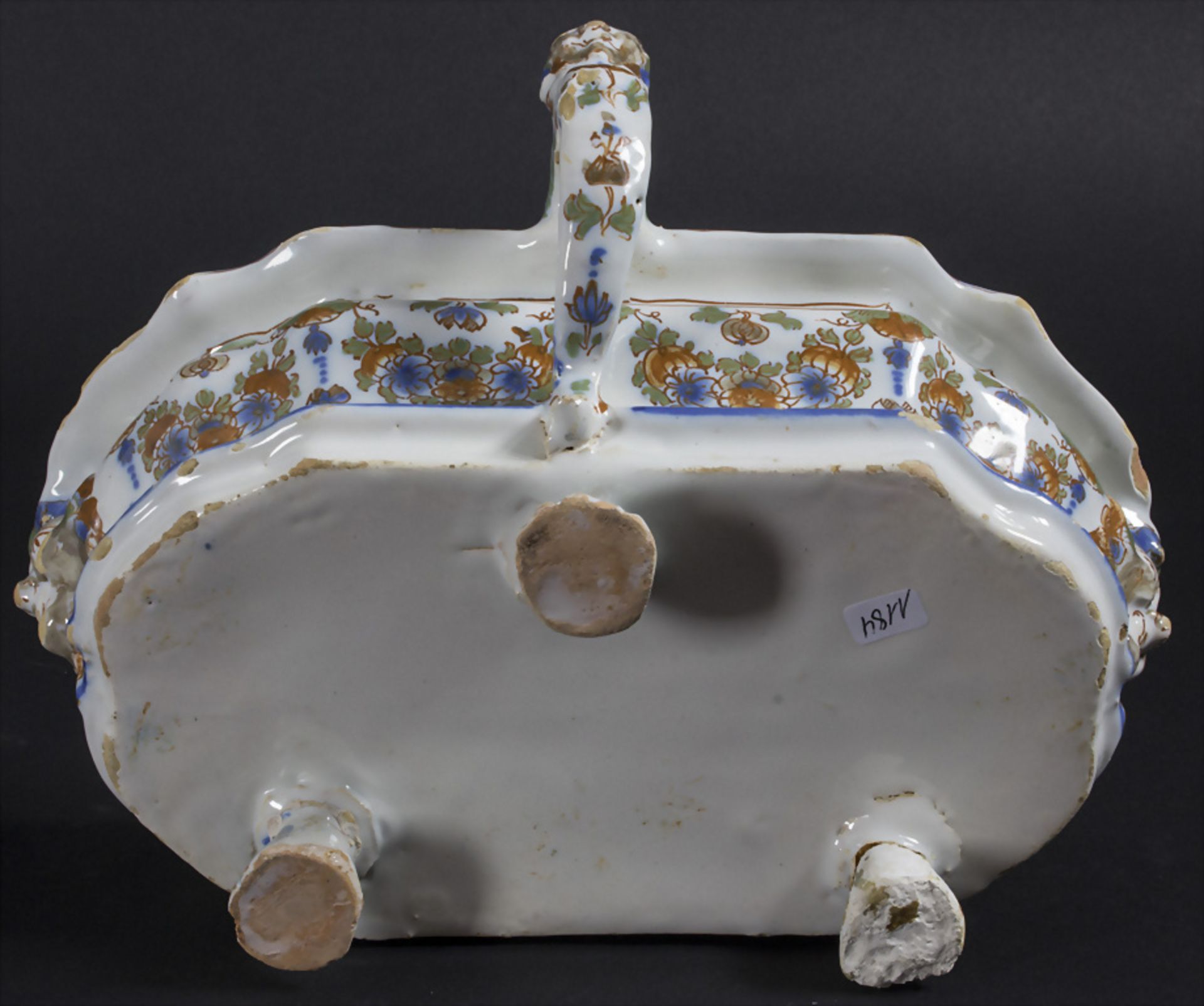 Stand für Essig und Öl / Fayence-Huilier / An oil and vinegar holder, wohl Olérys et Laugier, ... - Image 7 of 8