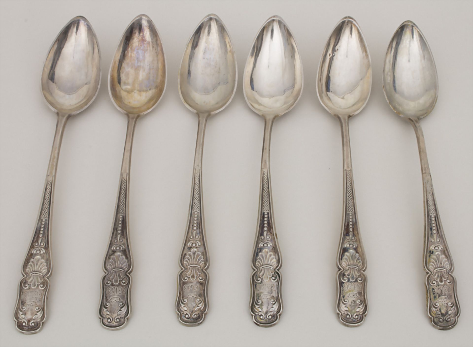 6 Teelöffel / 6 silver tea spoons, um 1800