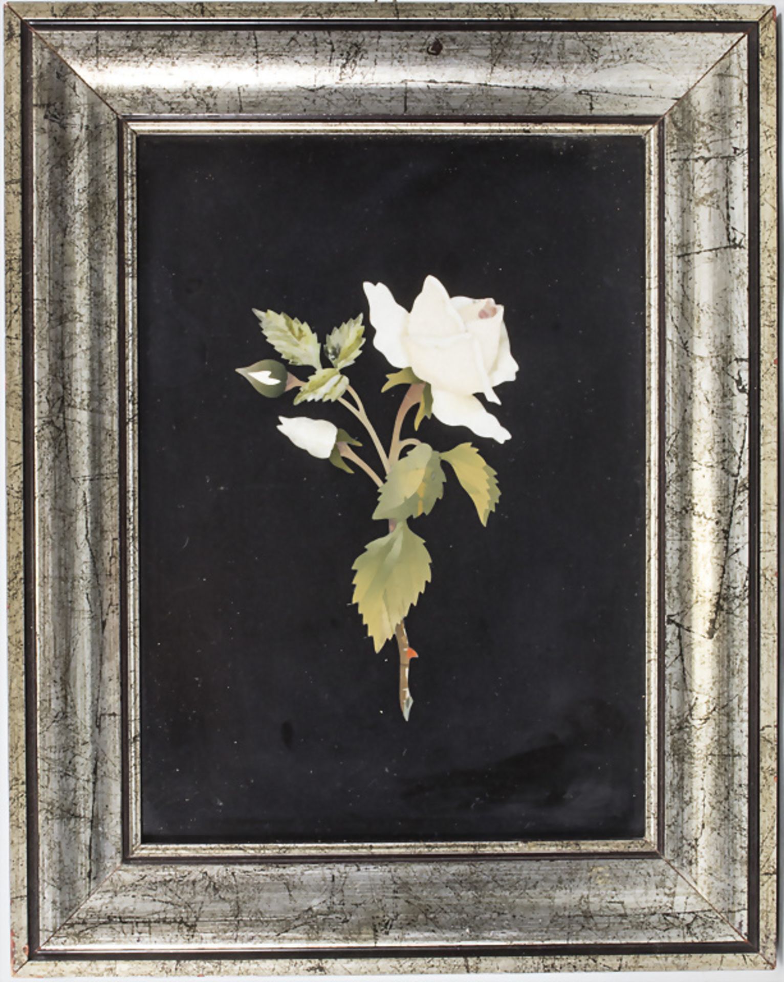 Pietra Dura Rosenbild / A Pietra Dura rose picture, Florenz, 20. Jh.