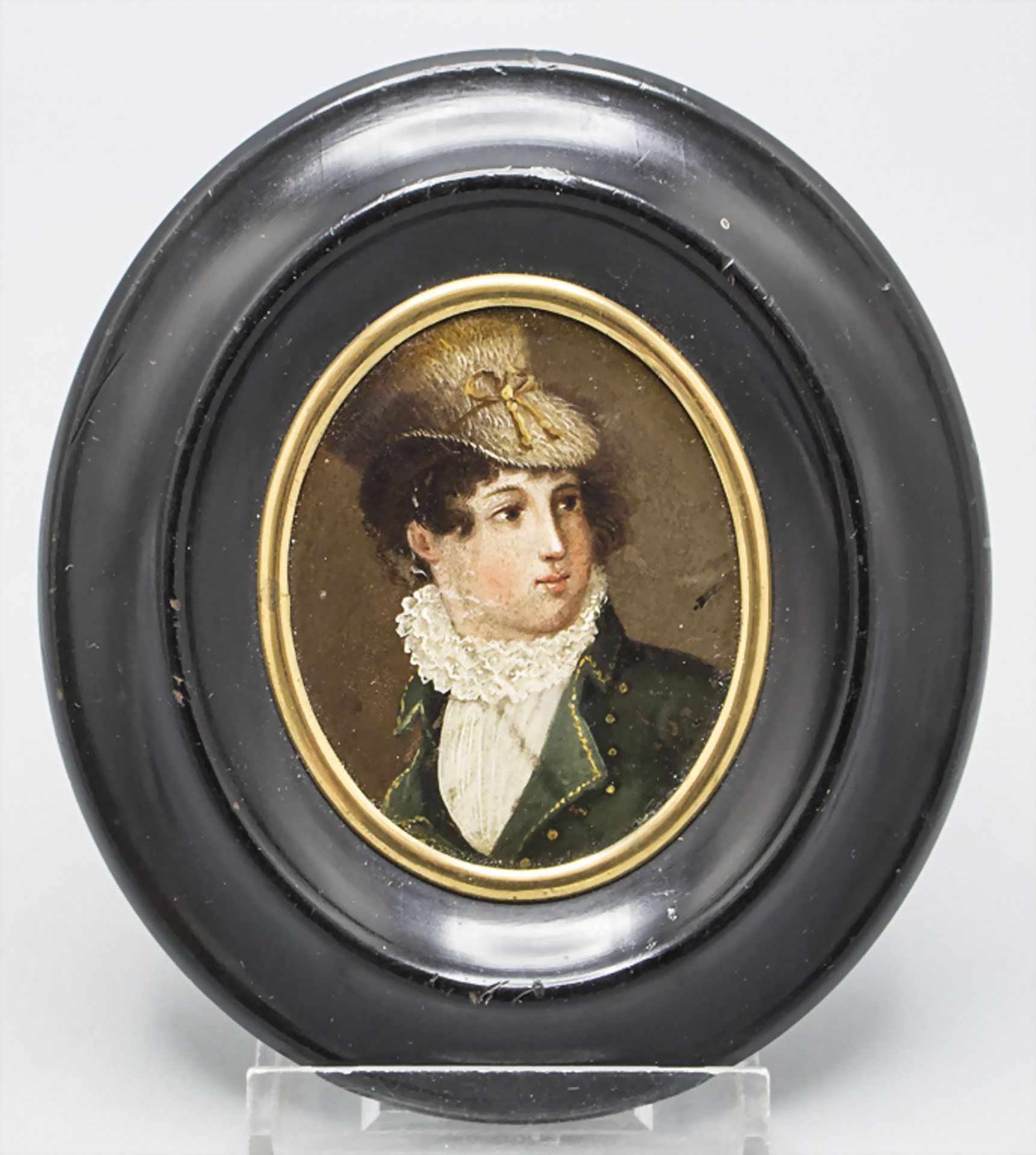 Miniatur einer jungen Dame mit Hut / A minature of a young lady with hat and a ruff, 18. Jh.