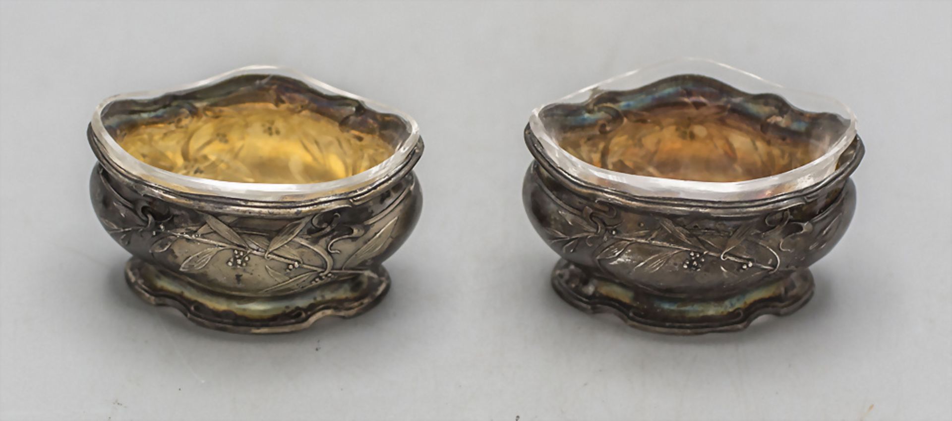 Paar Jugendstil Salieren / A pair of Art Nouveau silver open salt cellars, Emile Puiforcat, ...