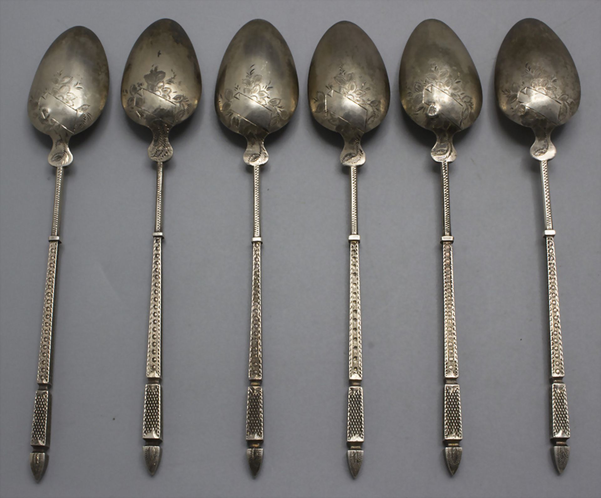 6 Konfitüren Löffel / 6 silver jam spoons / 6 cuillères à confiture en argent massif, Paris, ... - Bild 2 aus 6