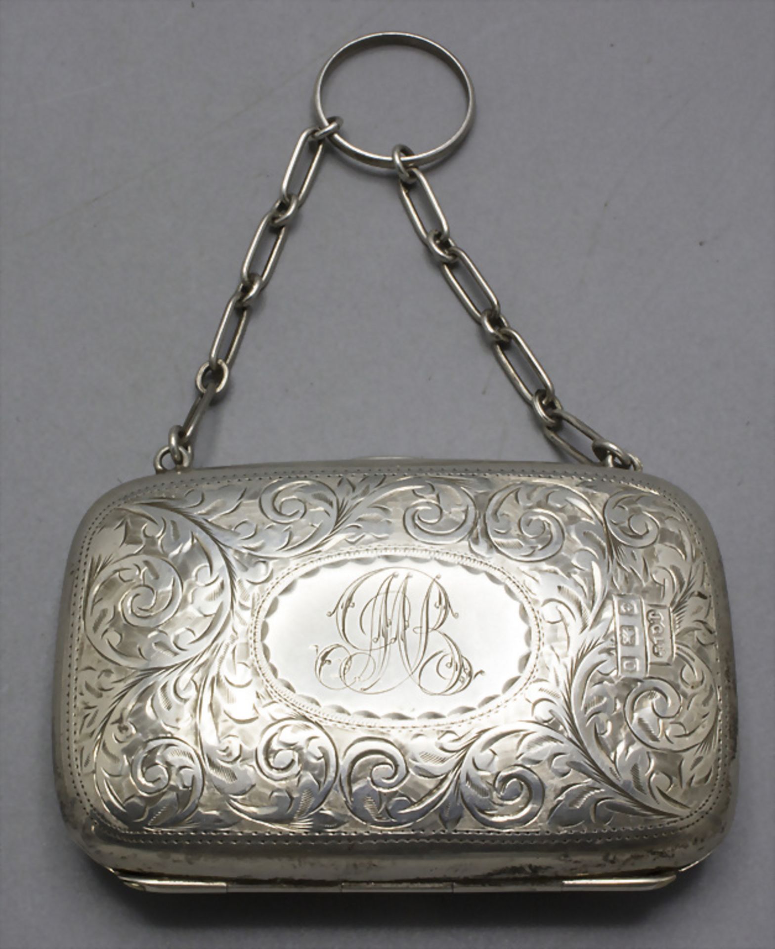 Silber Täschchen/Portemonnaie / A silver purse/wallet, J. Gloster Ltd., Birmingham, 1913