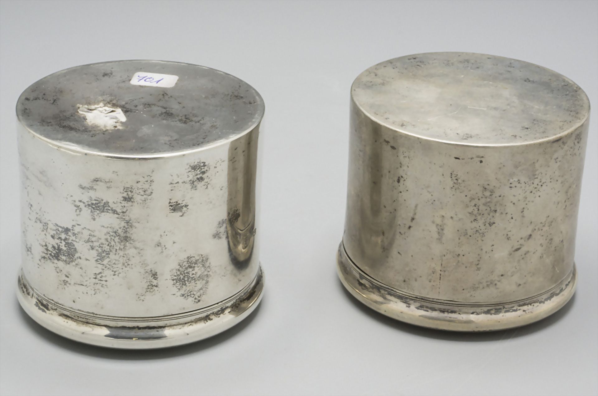 Paar Reisedosen / A pair of silver travel boxes with lid, Carl Isack, Wien, 1840 - Bild 2 aus 6