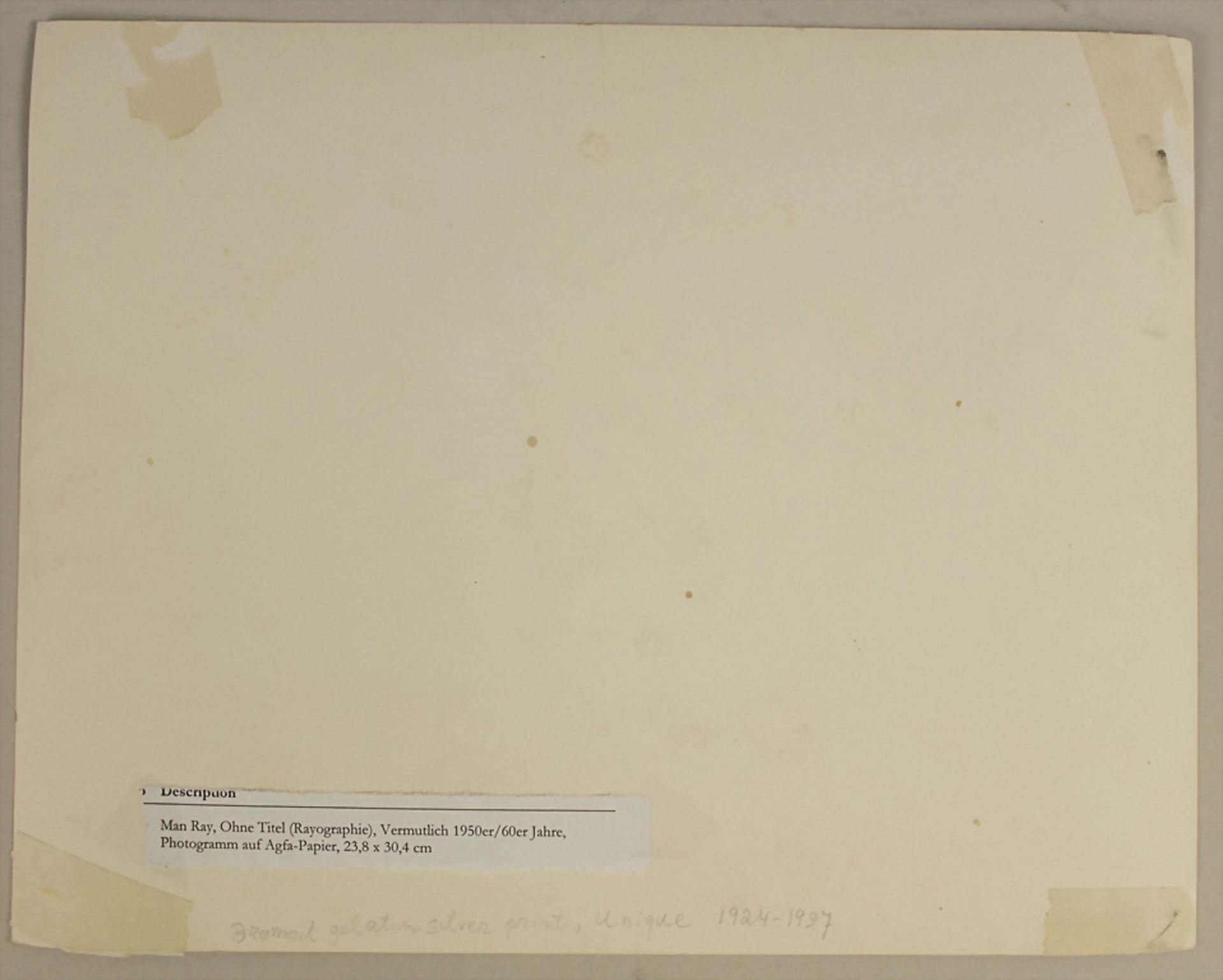 Man Ray (1890-1976), zugeschrieben, Rayograph 'Untitled', wohl 1920er Jahre - Bild 3 aus 3