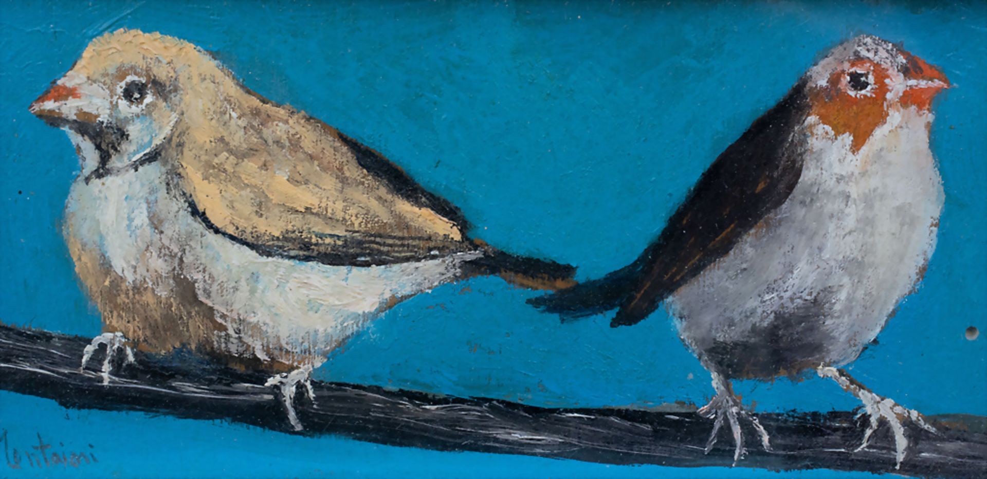 Ugo MONTANINI, 'Drei Spatzen auf einem Zweig' / 'Three sparrows on a branch', 20. Jh. - Bild 4 aus 6