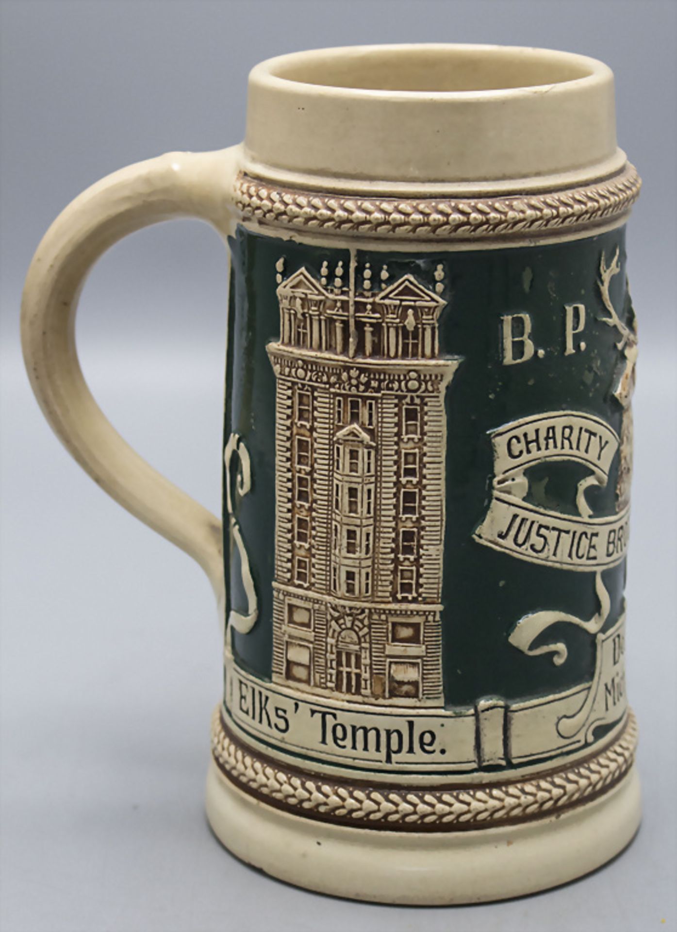 Bierkrug / A beer mug / stein, 'B.P.O.E. Benevolent and Protective Order of Elks', Detroit ... - Image 3 of 6