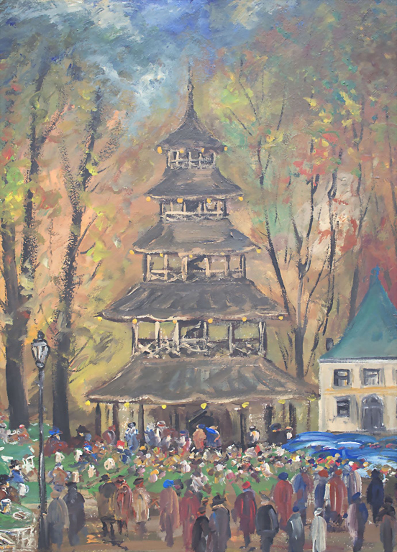 Alfred bzw. Fred NÖMEIER (*1938-), 'Der Chinesische Turm im Englischen Garten in München', ... - Bild 2 aus 5