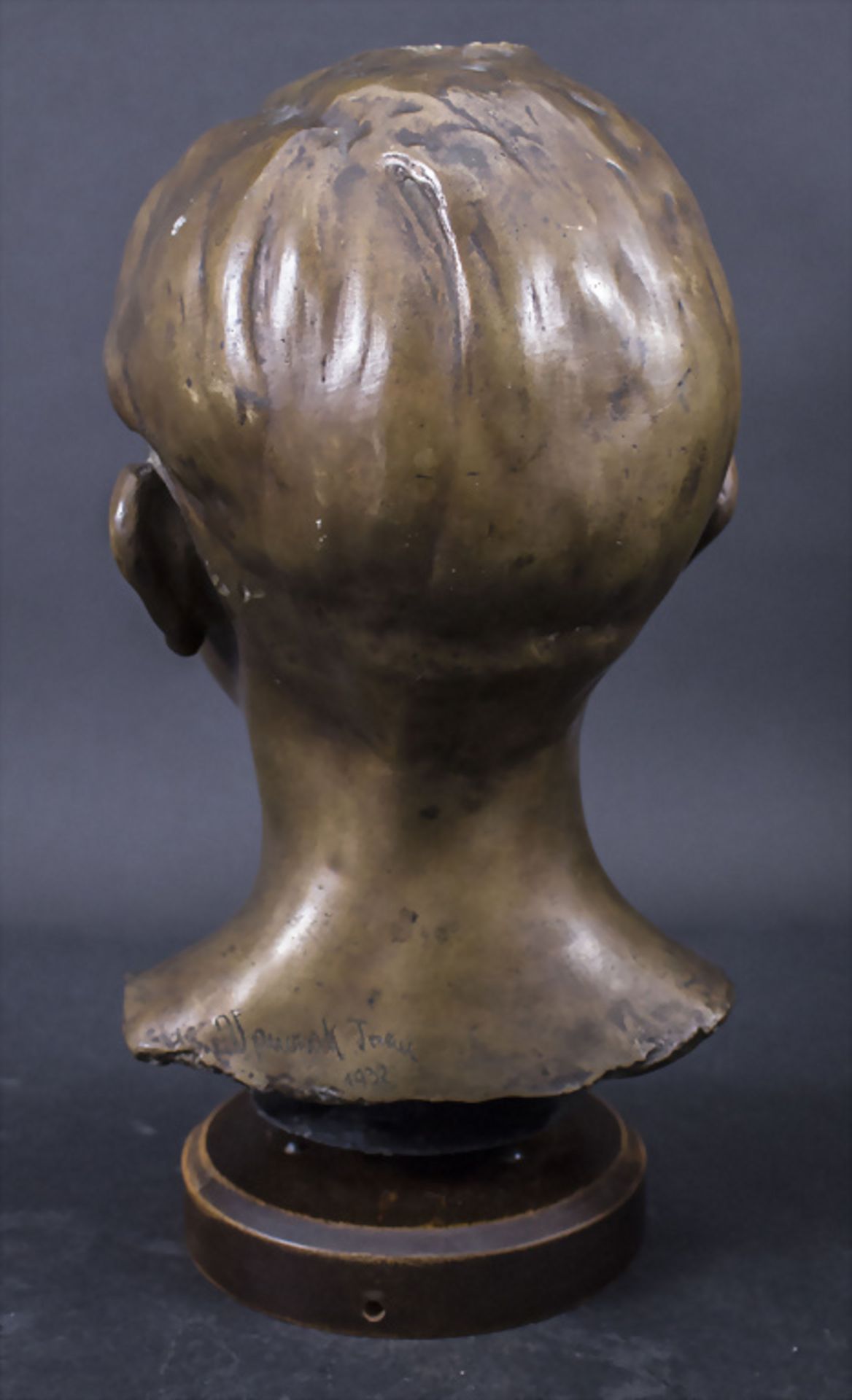 Bronzeplastik 'Knabe' / An Art Nouveau bronze sculpture of a young boy, Francois Vanczak, 1932 - Bild 4 aus 10