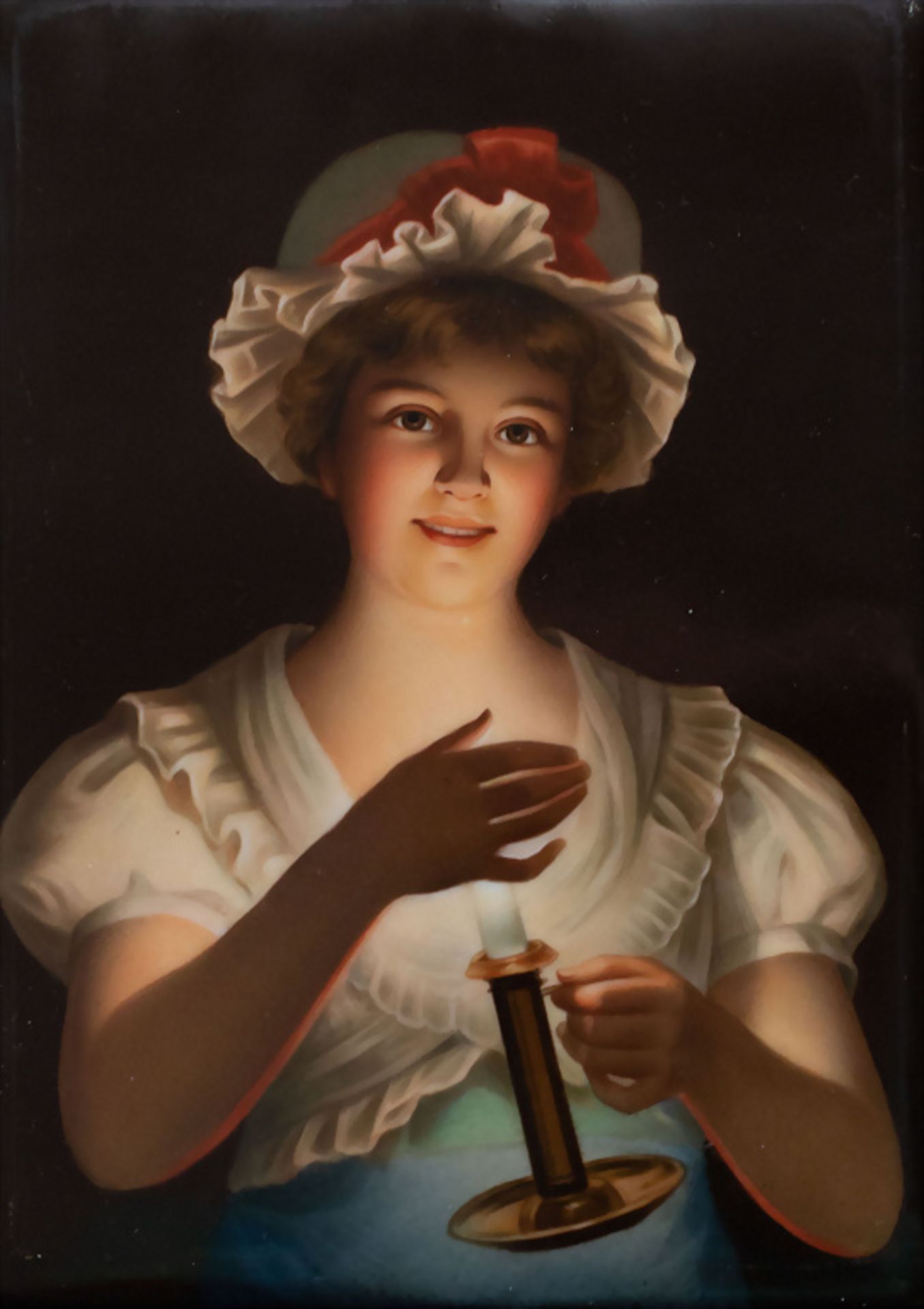 Porzellanbild nach Georg Hom (1838-1911) 'Lisette' / A porcelain painting after Georg Hom ...
