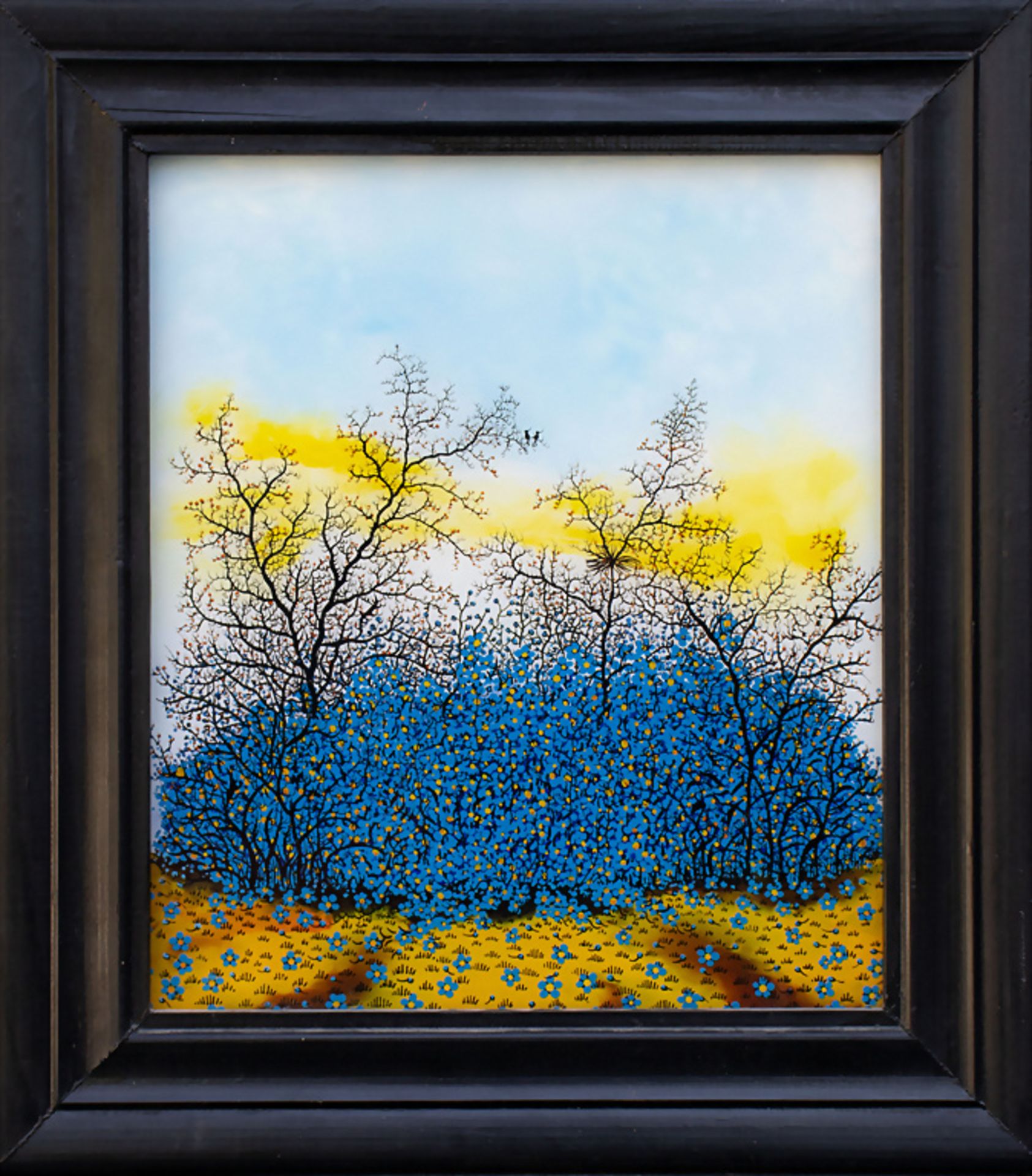 Hinterglasbild 'Frühling (blauer Busch)' / A reverse glass painting 'Springtime (blue bush)', ... - Bild 2 aus 5