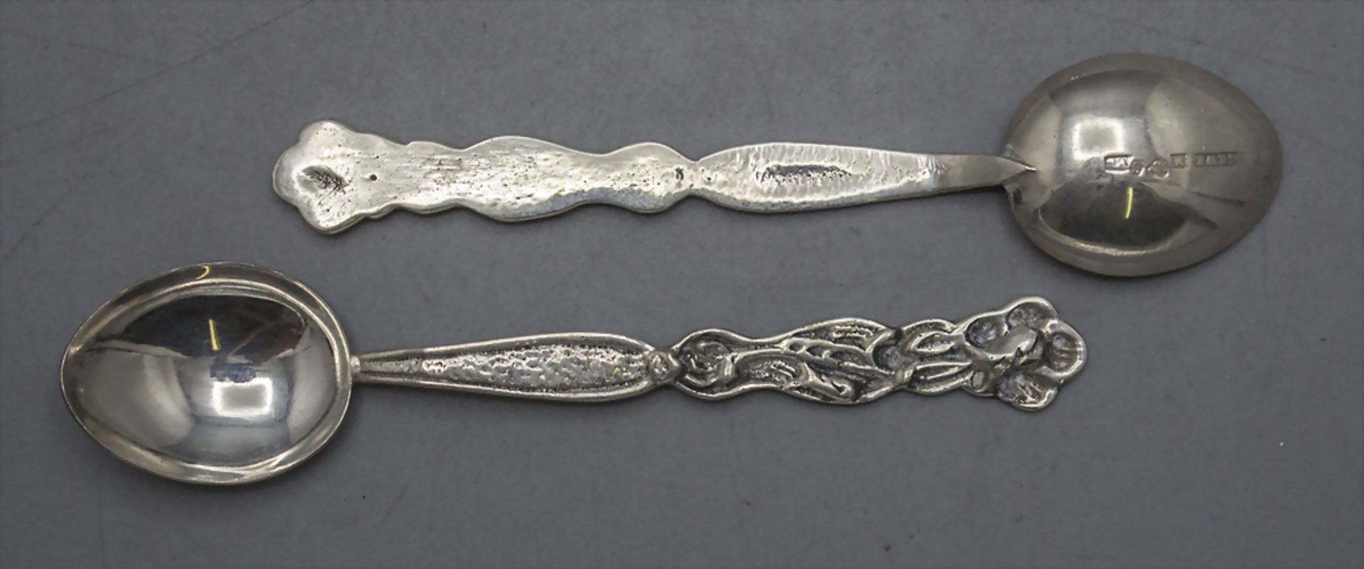 6 Mokkalöffel mit Blüten / 6 silver mocha spoons with flowers, Georg Wessfelt, Malmö, 1947 - Image 2 of 3