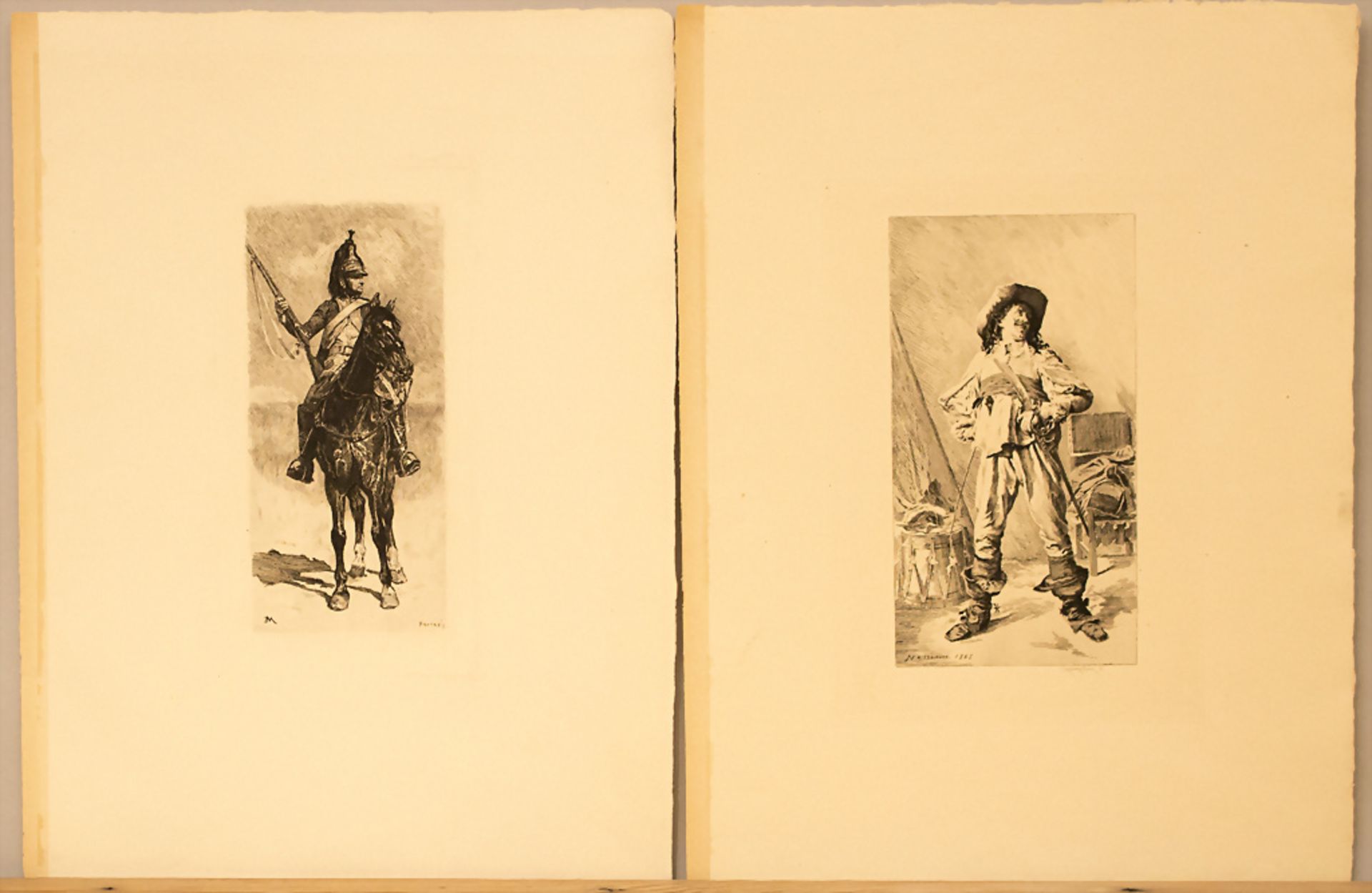 Ernest Meissonier (1815-1891), 10 Druckgrafiken mit militärischen und zivilen Motiven / 10 ...