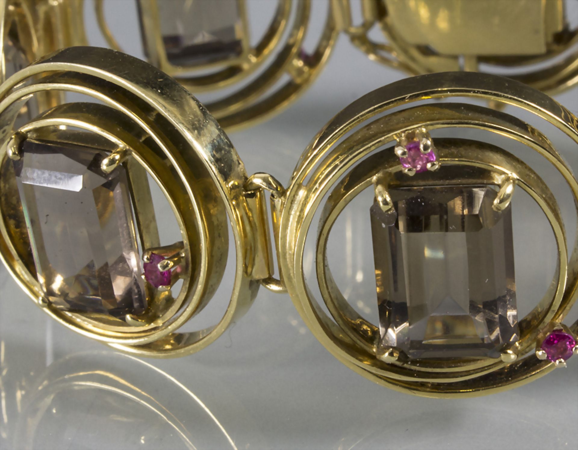 Armband mit Rauchtopas und Rubinen / A 18ct gold bracelet with topas and rubies - Bild 2 aus 6