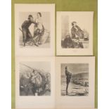 Honoré Daumier (1808-1879), 4 karikaturistische Blätter / 4 caricature sheets, 1851-1870