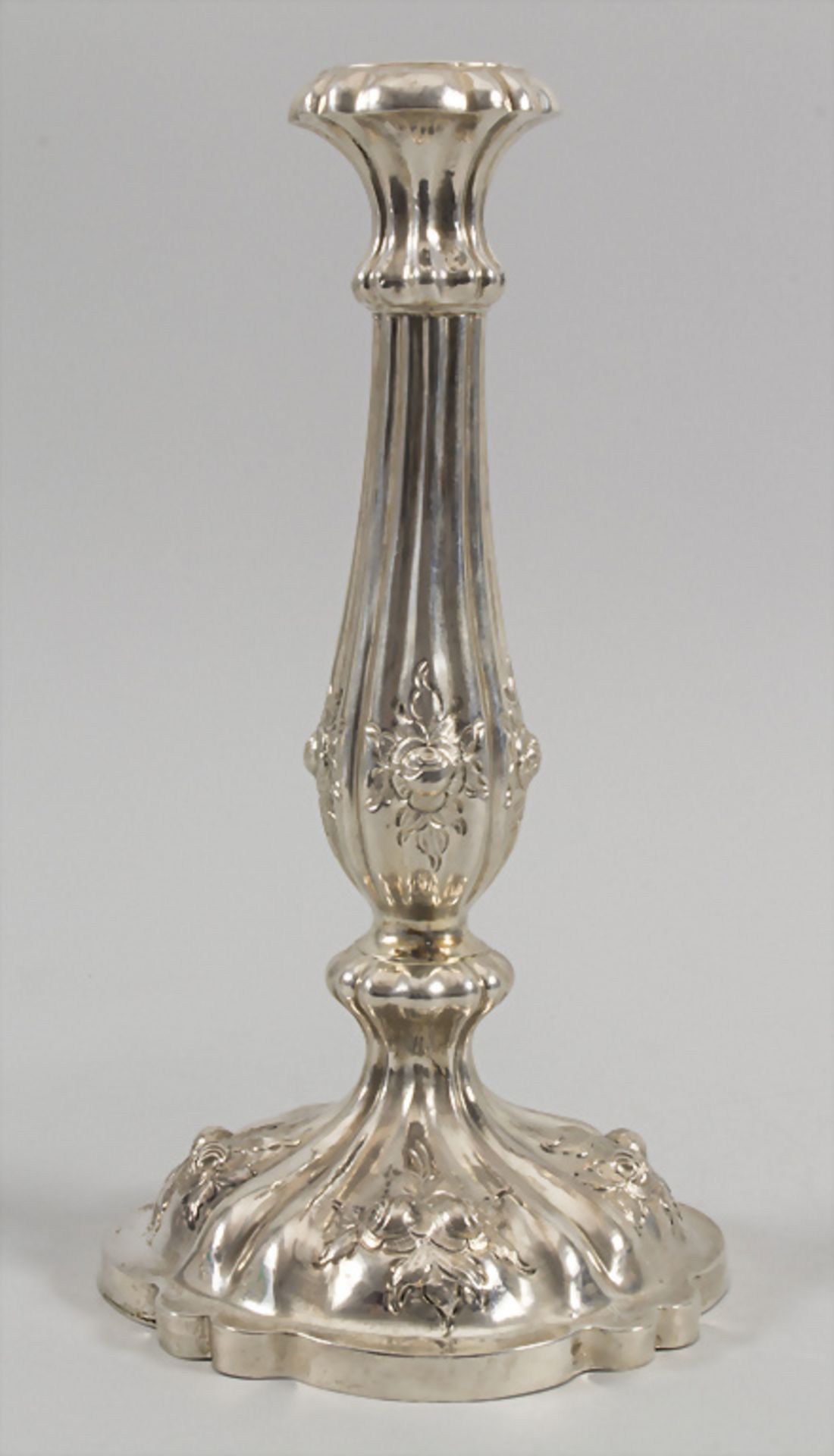 Paar Biedermeier Kerzenleuchter / A pair of silver candlesticks, Wien / Vienna, 1858 - Image 3 of 12