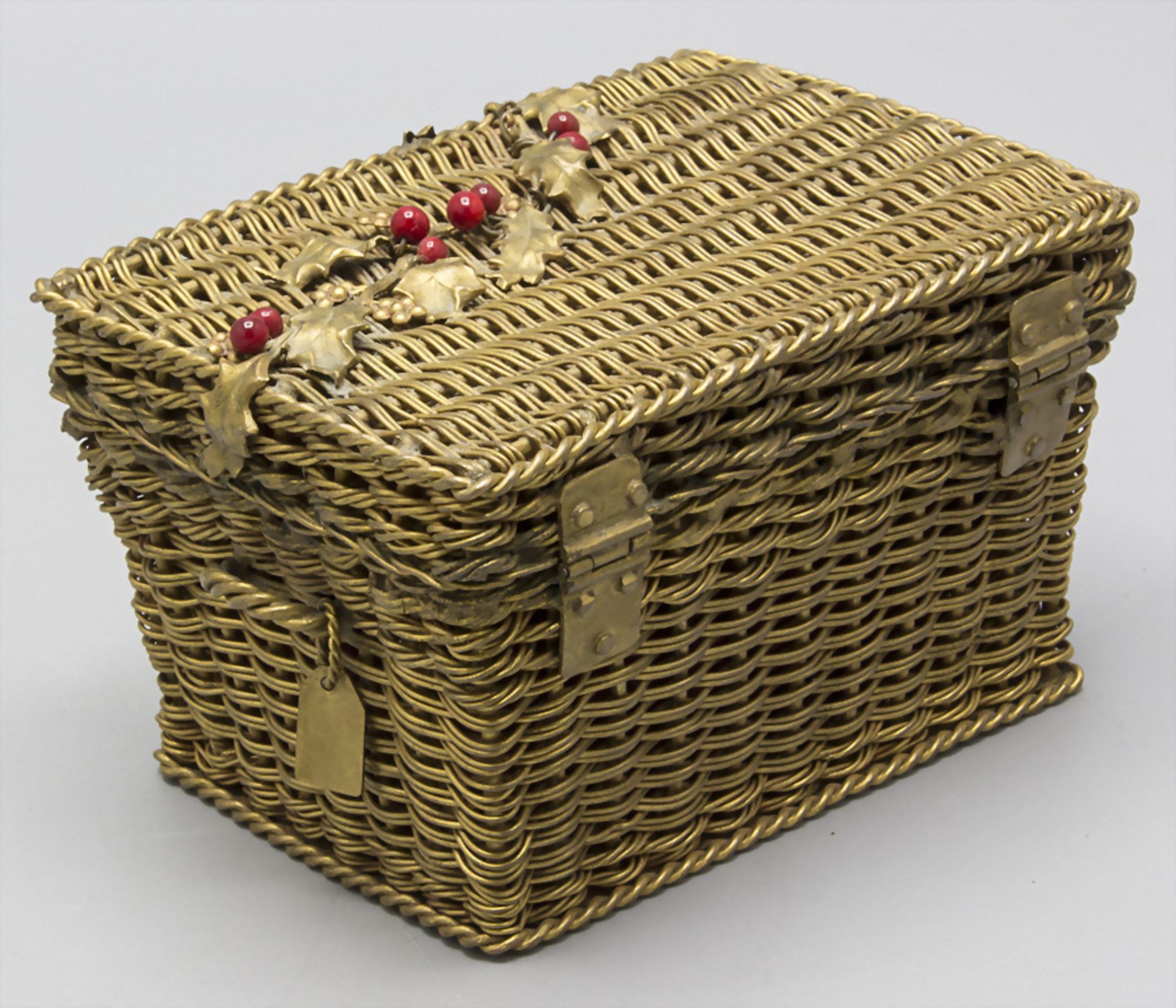 Miniatur Weidentruhe als Schmuckdose / A miniature bronze willow chest with holly branches as ... - Image 2 of 4