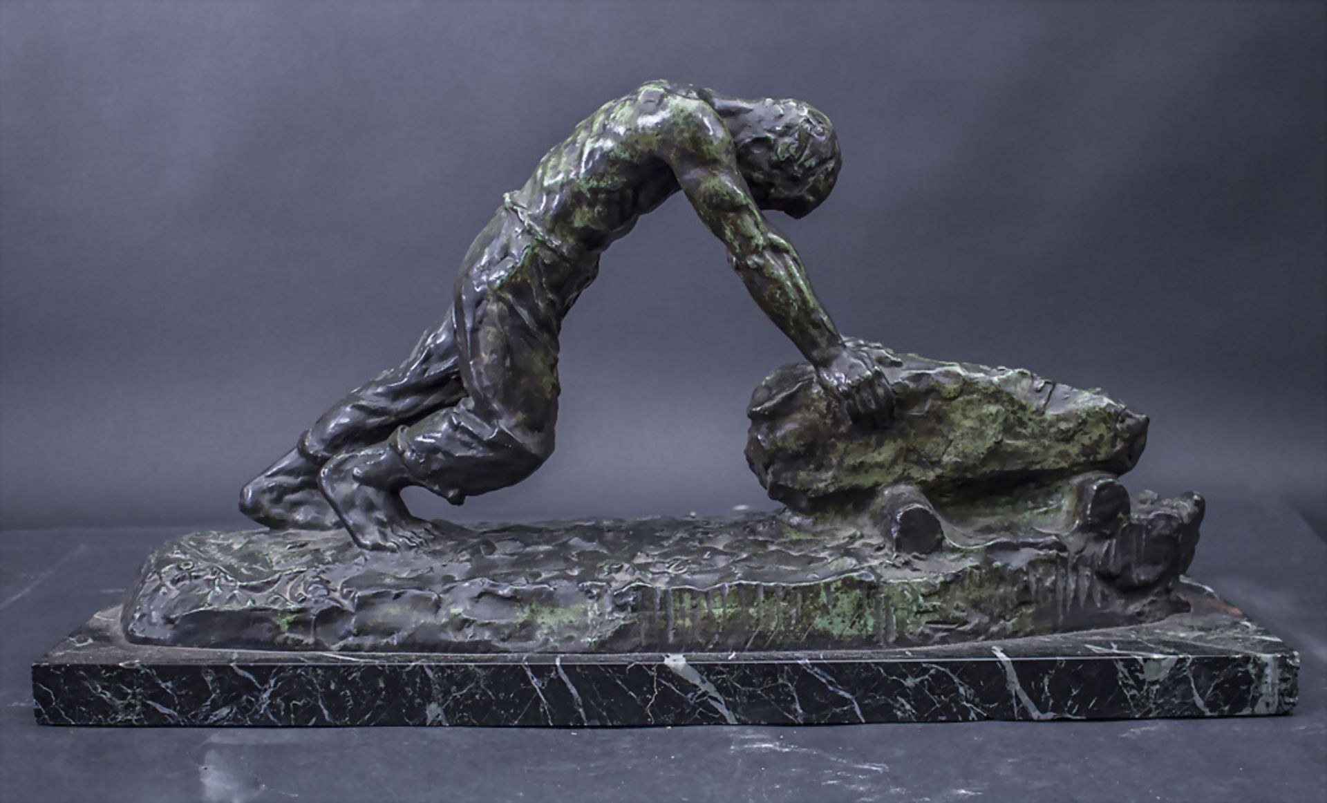 Victor DEMANET (1895-1964), Bronzeplastik 'Muskulöser Arbeiter im Steinbruch', Frankreich / ... - Image 5 of 8