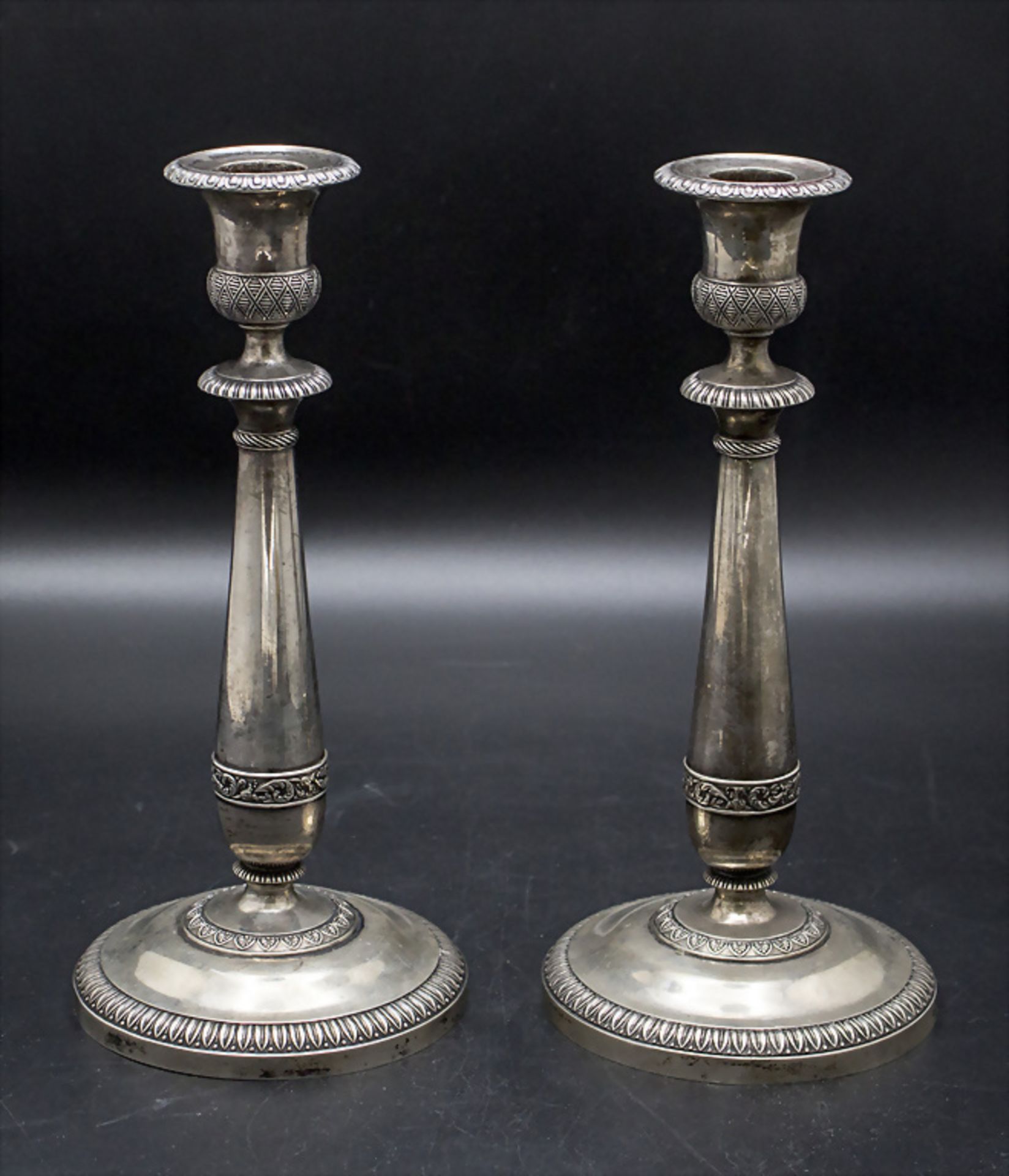 Paar Empire Kerzenleuchter / A pair of Empire silver candlesticks, Venedig/Venice, um 1820