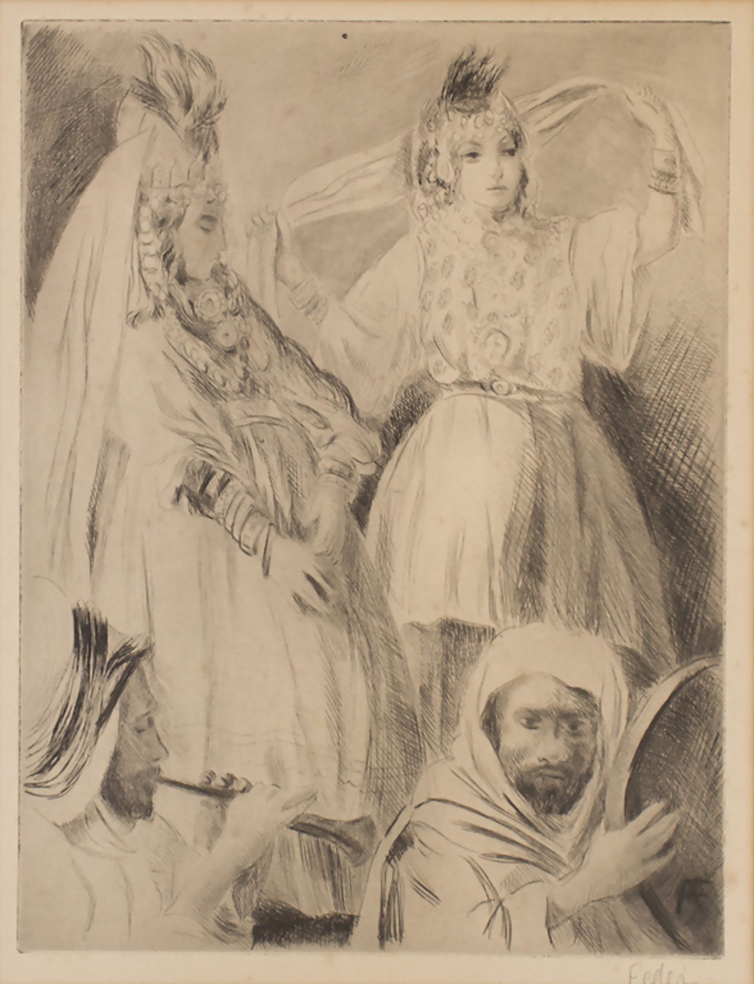 Adolphe Feder (1886-1943), 'Orientalische Szene mit Prinzessinnen und Musikanten', Anfang 20. Jh.