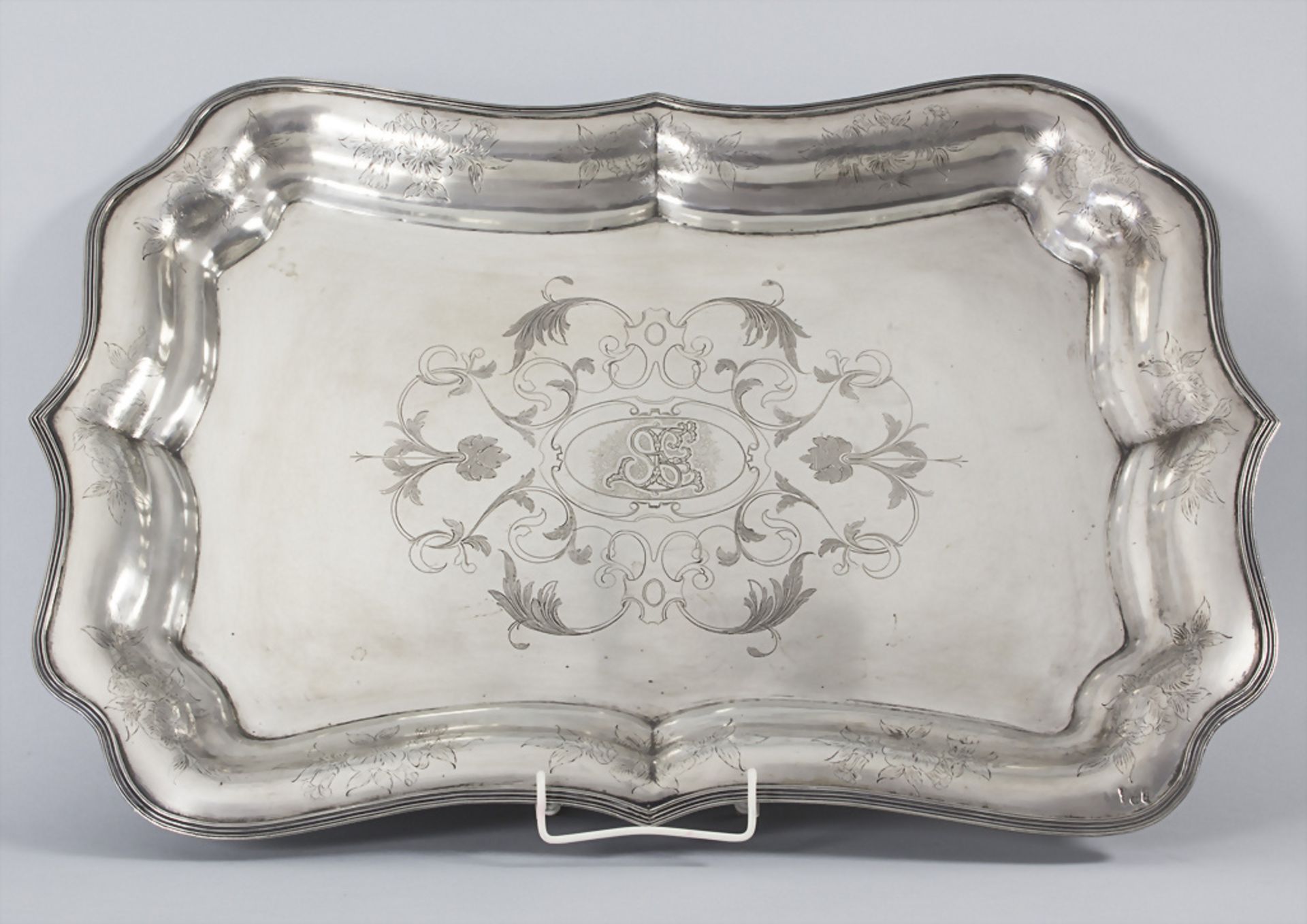 Prunk-Tablett / A large silver tray, Galtes, Barcelona, 19. Jh.