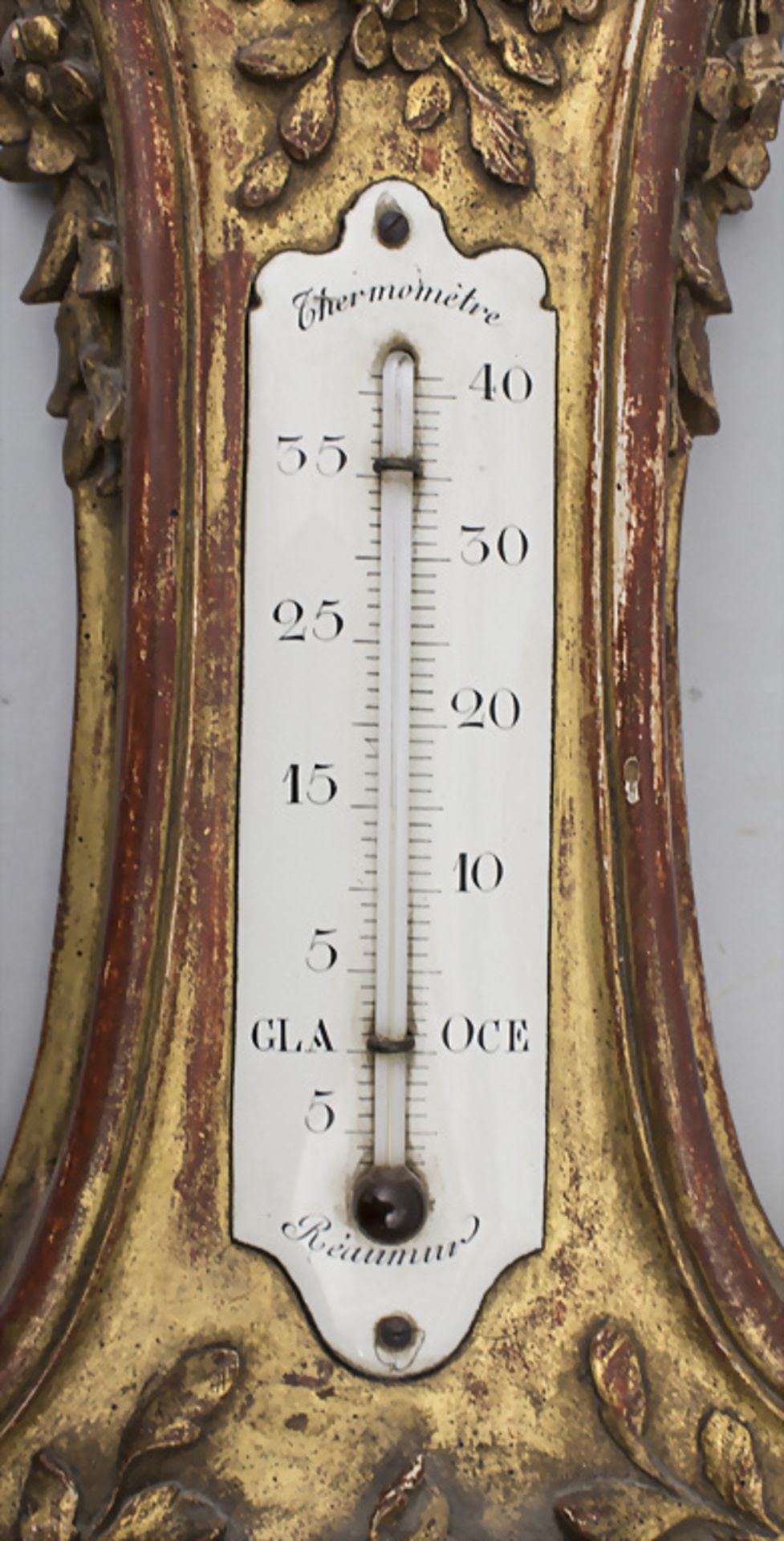Louis-Seize Wanduhr mit Wetterthermometer / Louis XVI wall clock with weather thermometer, ... - Image 6 of 7
