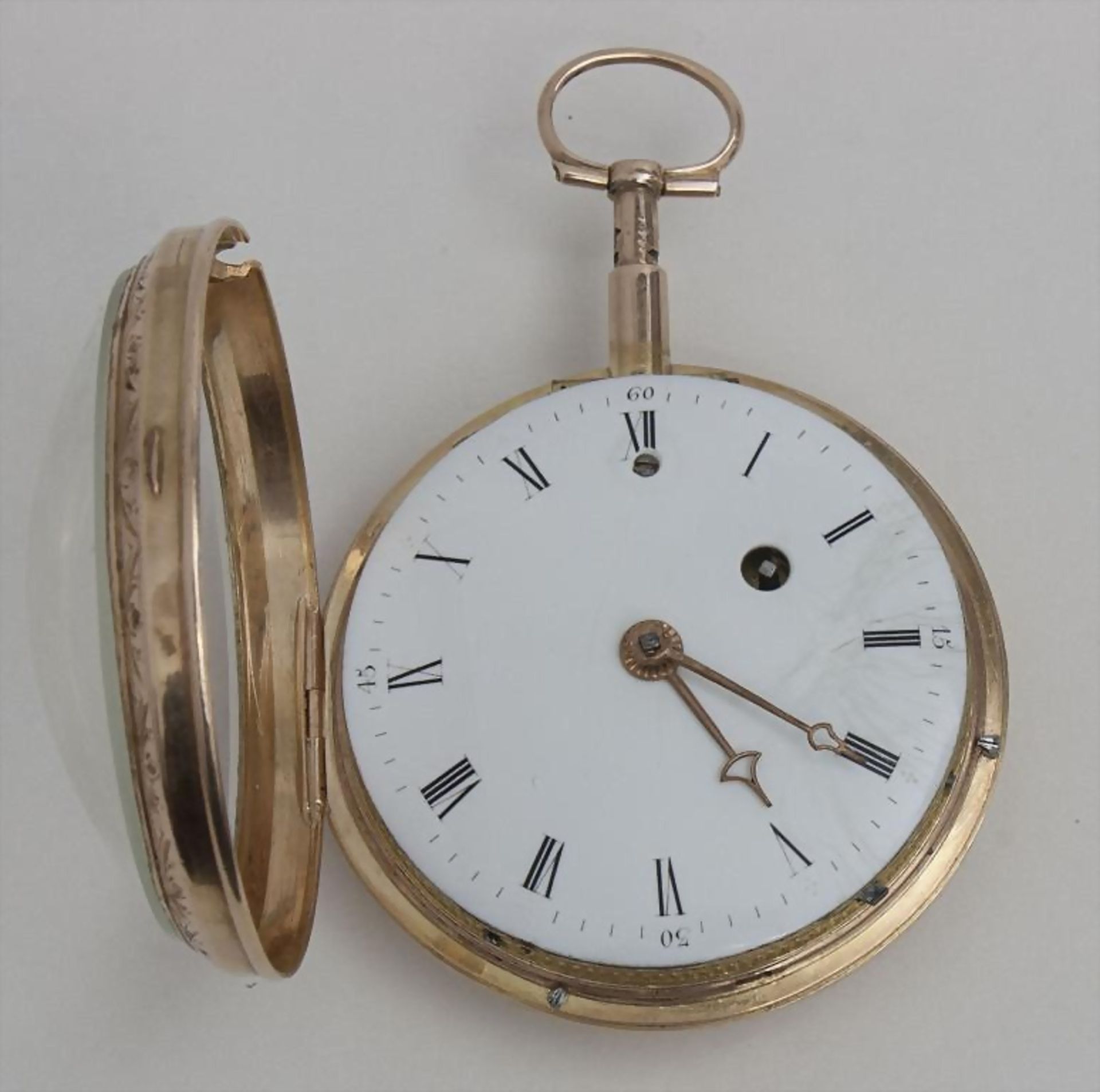 Offene Herrentaschenuhr ¼ Std.-Repetition, Paris, um 1780 - Bild 2 aus 3