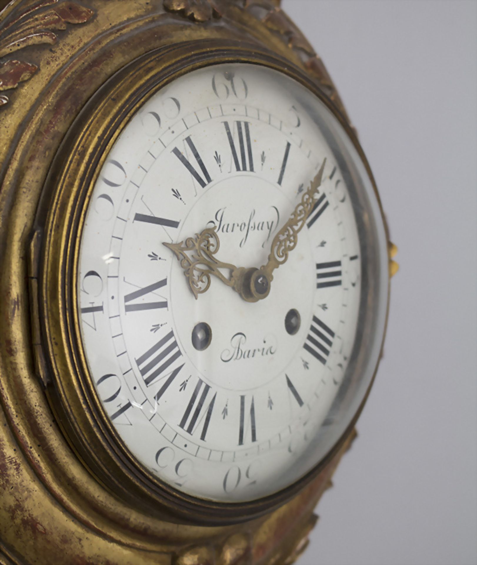 Louis-Seize Wanduhr mit Wetterthermometer / Louis XVI wall clock with weather thermometer, ... - Image 4 of 7