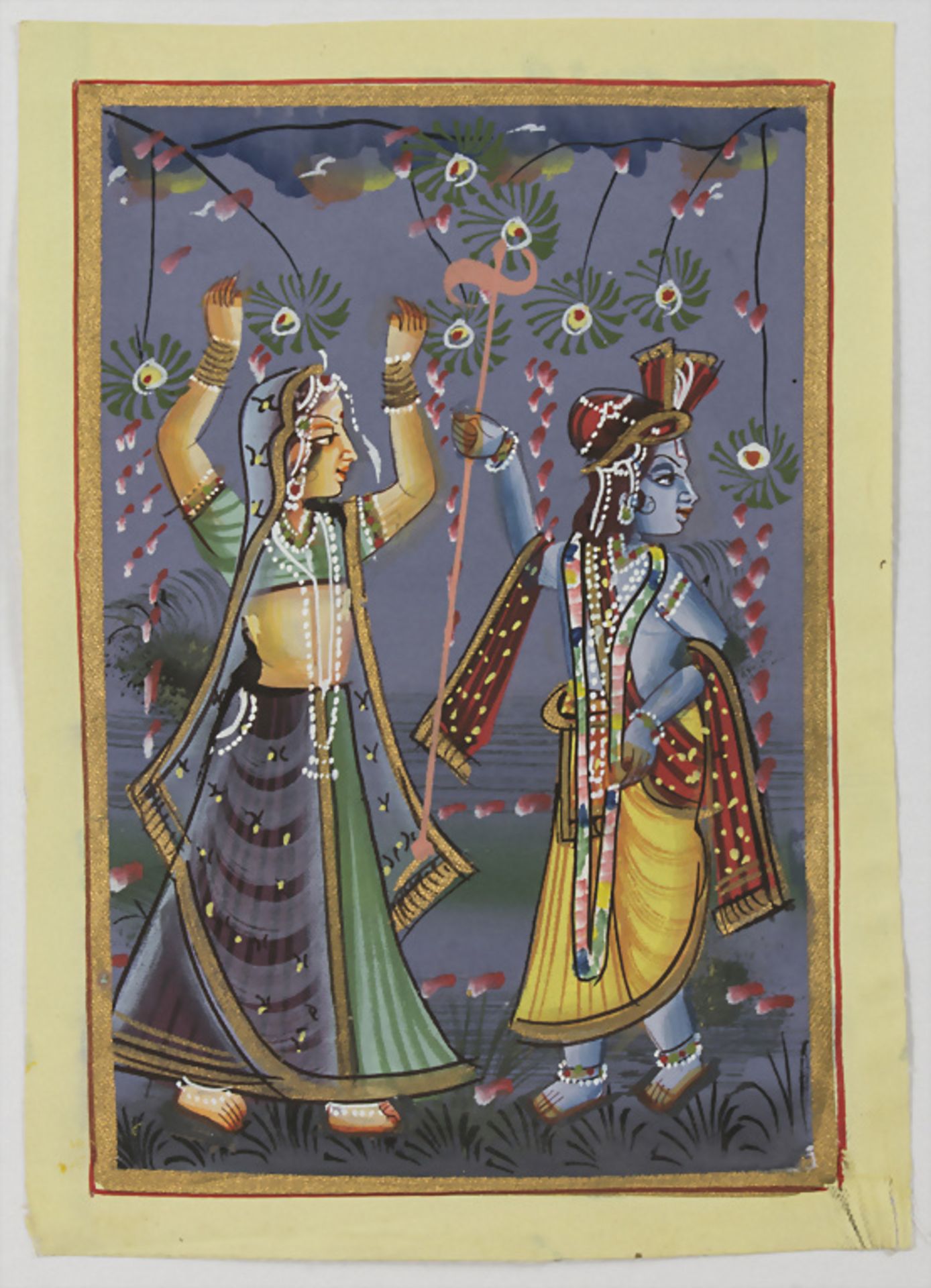 Zwei Miniaturmalereien mit hinduistischen Motiven / Two miniature paintings with Hinduist ... - Image 2 of 3