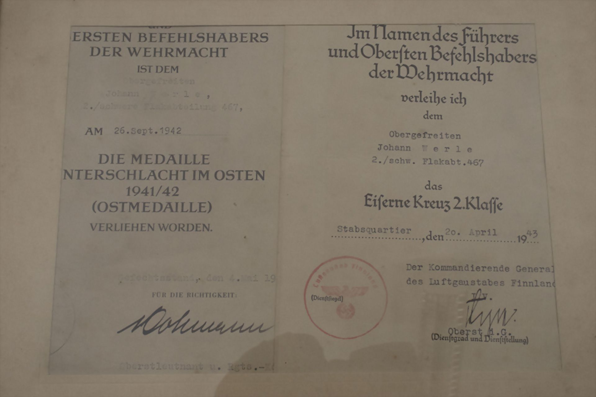 Konvolut Militaria Urkunden, 2. Weltkrieg / A collection of certificates WW II, Deutschland, ... - Image 4 of 5