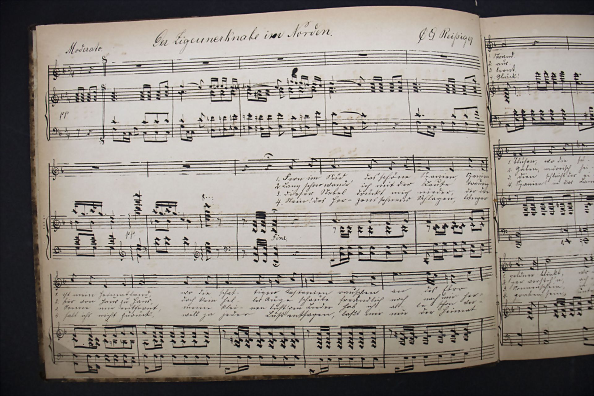 Handgeschriebenes Notenbuch 'Deutsche Volkslieder', Gesang mit Klavierbegleitung, um 1890 - Bild 2 aus 4