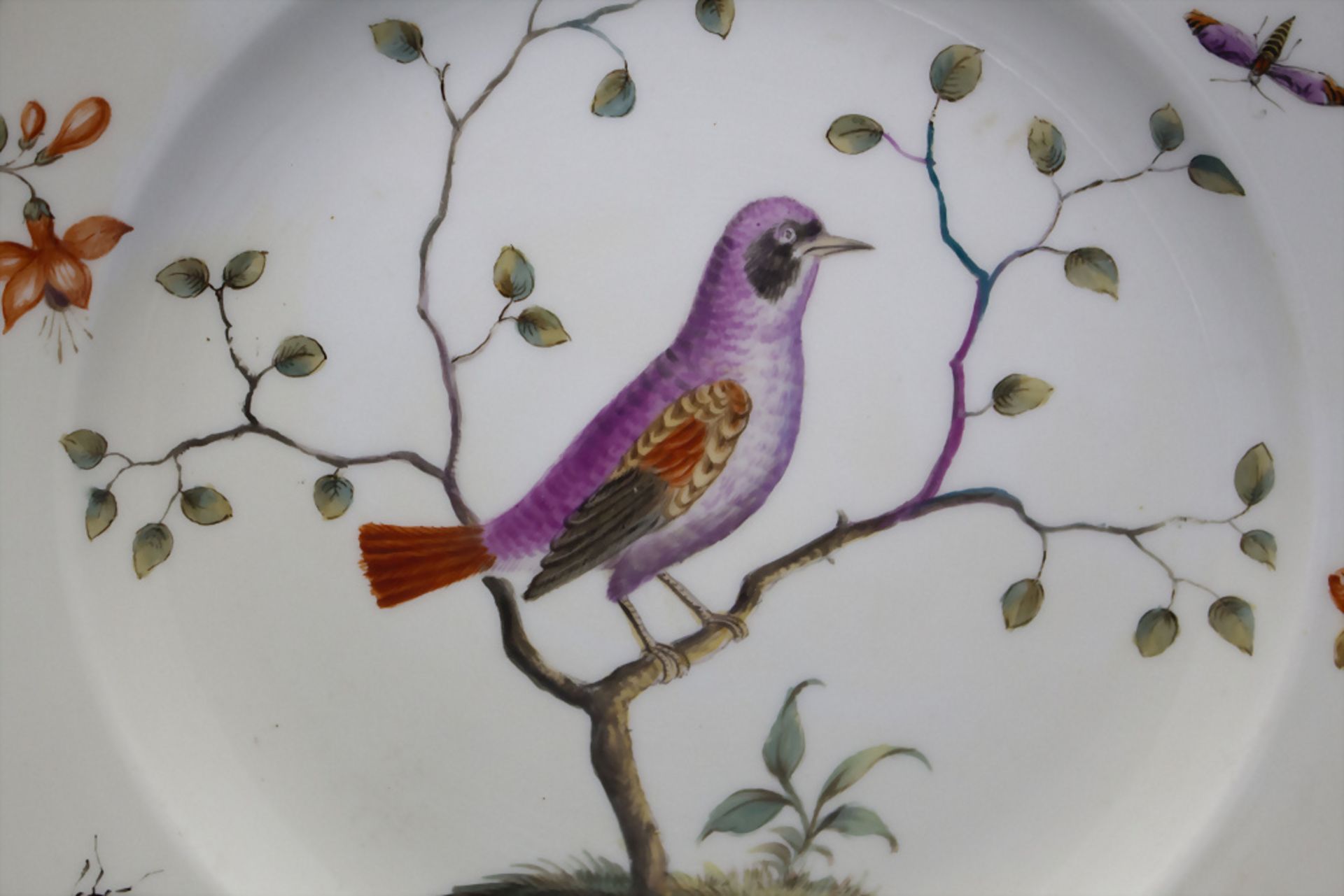 Teller mit Vogel- und Insektenmalerei / A plate with a bird and insects, Meissen, um 1880 - Image 3 of 3