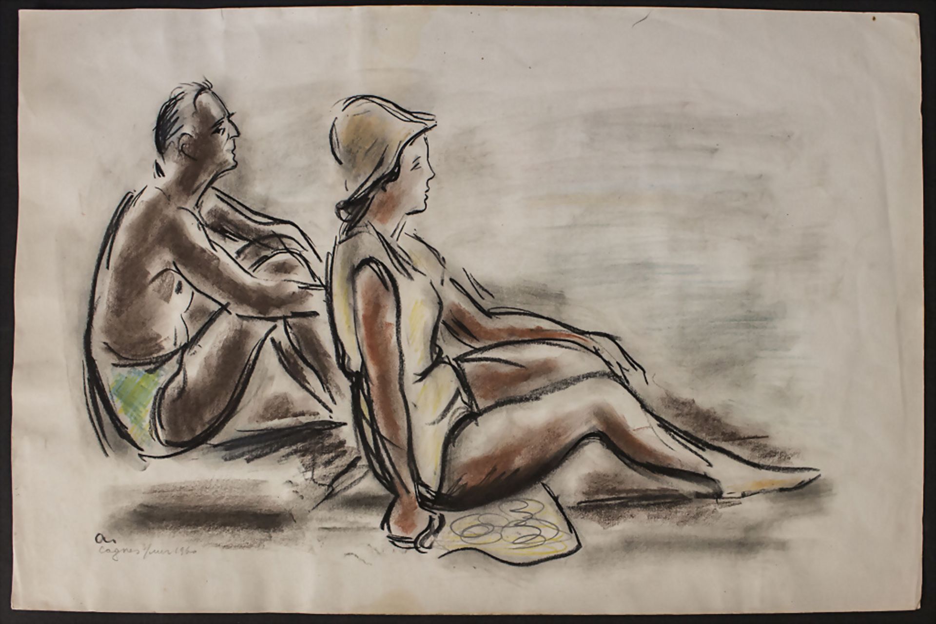 Michel ADLEN (1898-1980), 'Paar am Strand' / 'Couple at the beach', 1960
