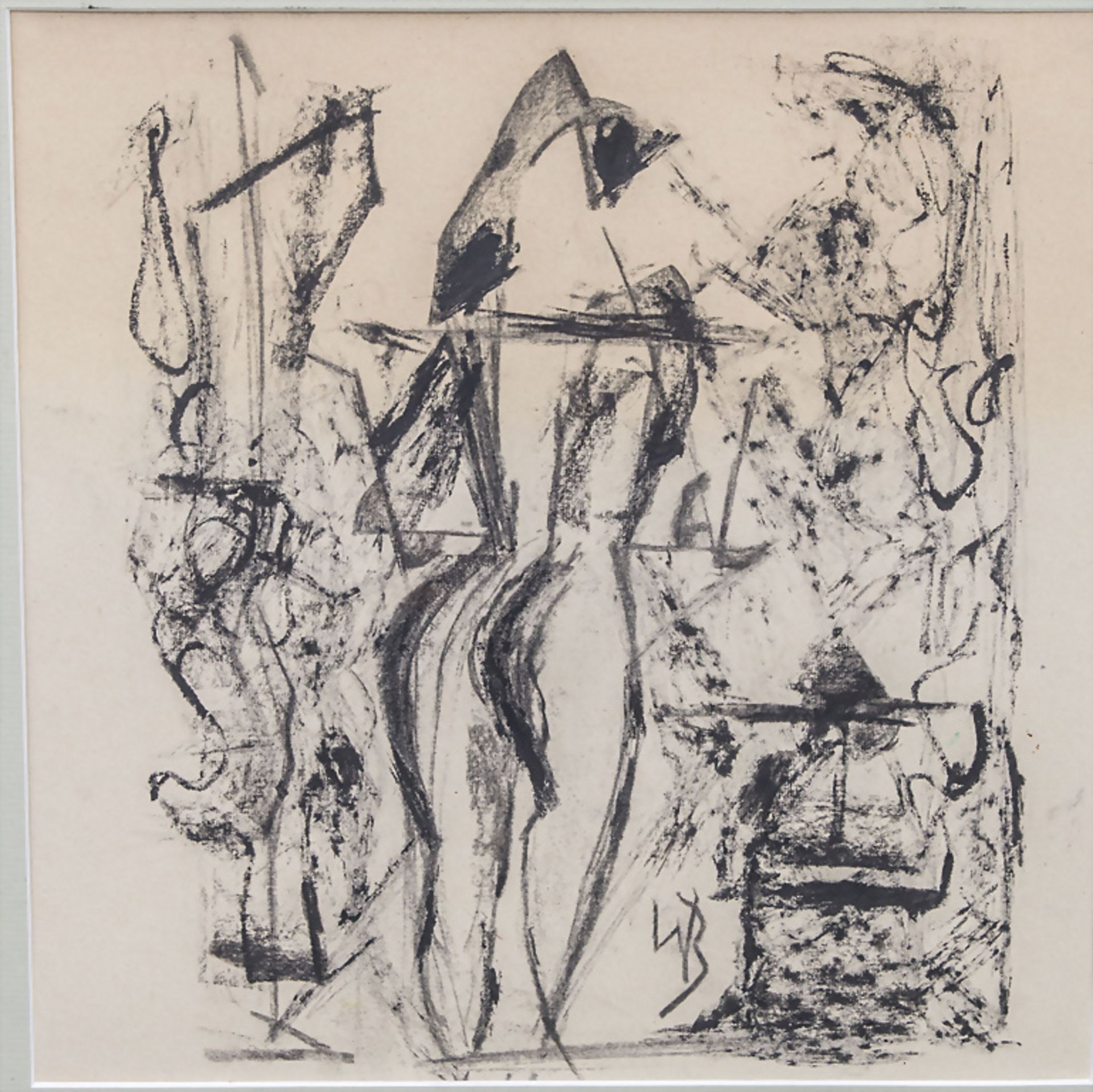 Monogrammist des 20. Jh., 'Abstrakte Komposition mit Akt' / 'Abstract composition with nude'