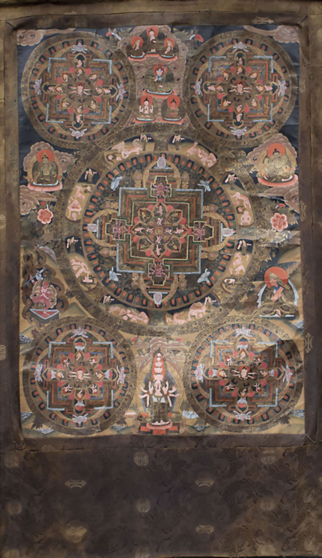 Tangka mit Himmels- und Höllenkreisen / A tangka with circles of heaven and hell, Tibet, 19. Jh.