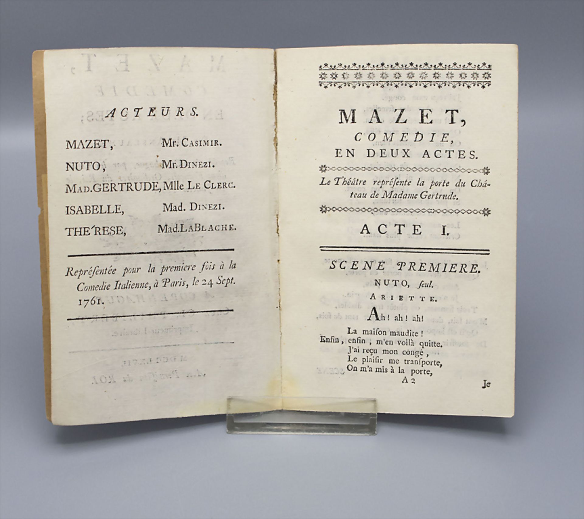Louis Anseaume, 'Mazet, Comédie En Deux Actes', 1767 - Bild 2 aus 2
