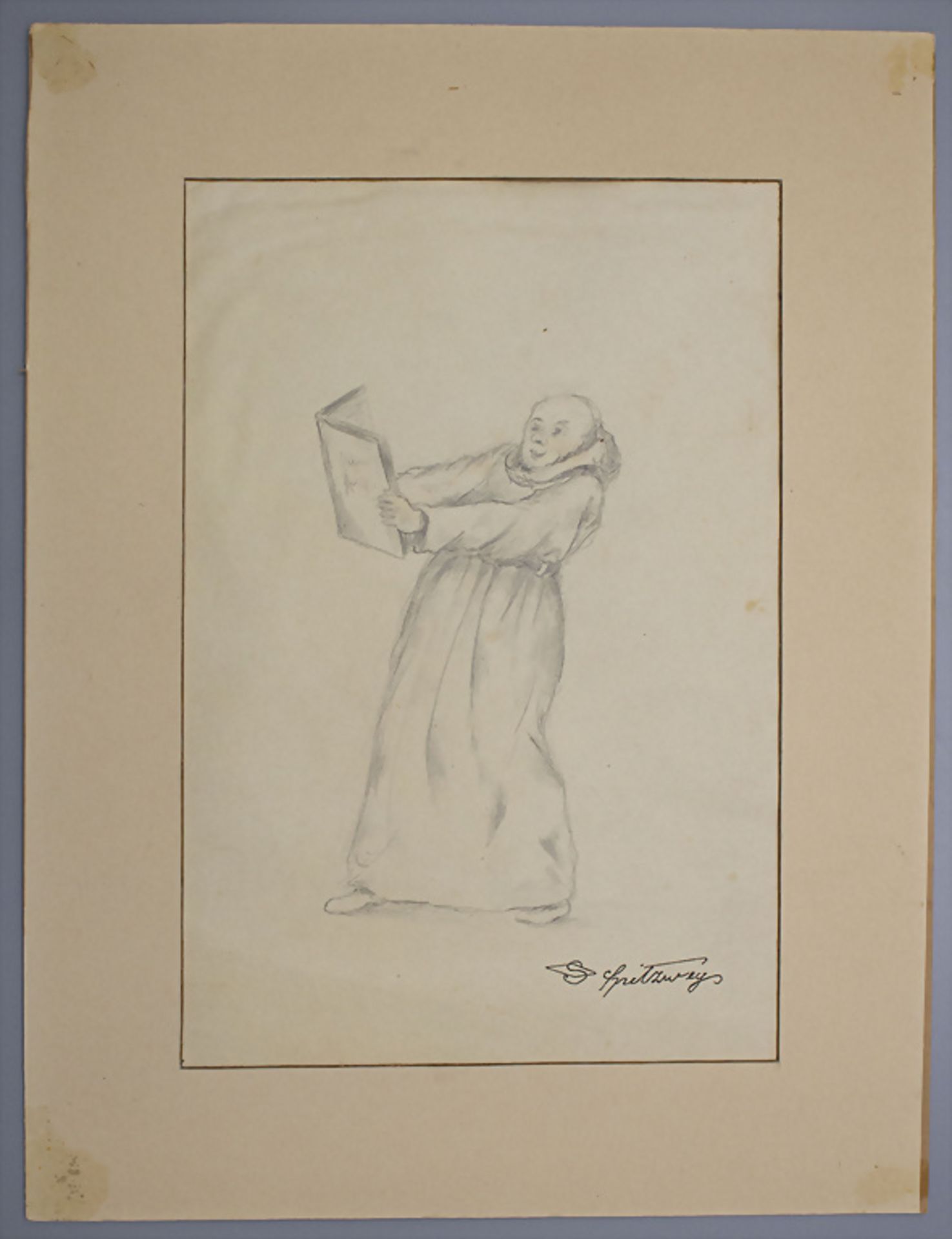 Carl SPITZWEG (1808-1885), Studie 'Amüsierter Mönch' / Study 'Amused monk' - Bild 2 aus 4