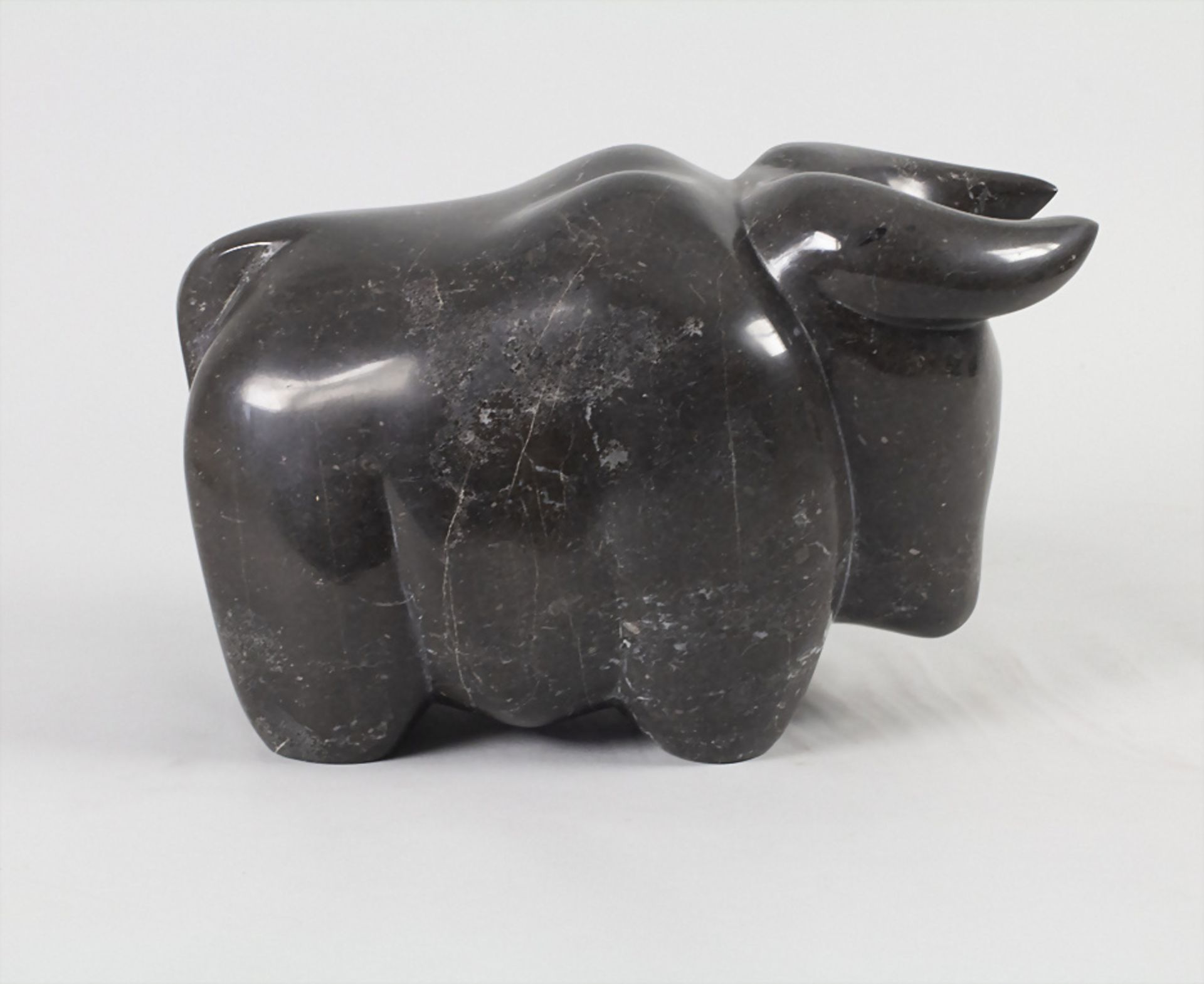 Prof. Yvan BAUDOIN (*1970), Steinskulptur 'Schwarzer Stier' / A stone sculpture 'Black Bull', 1999