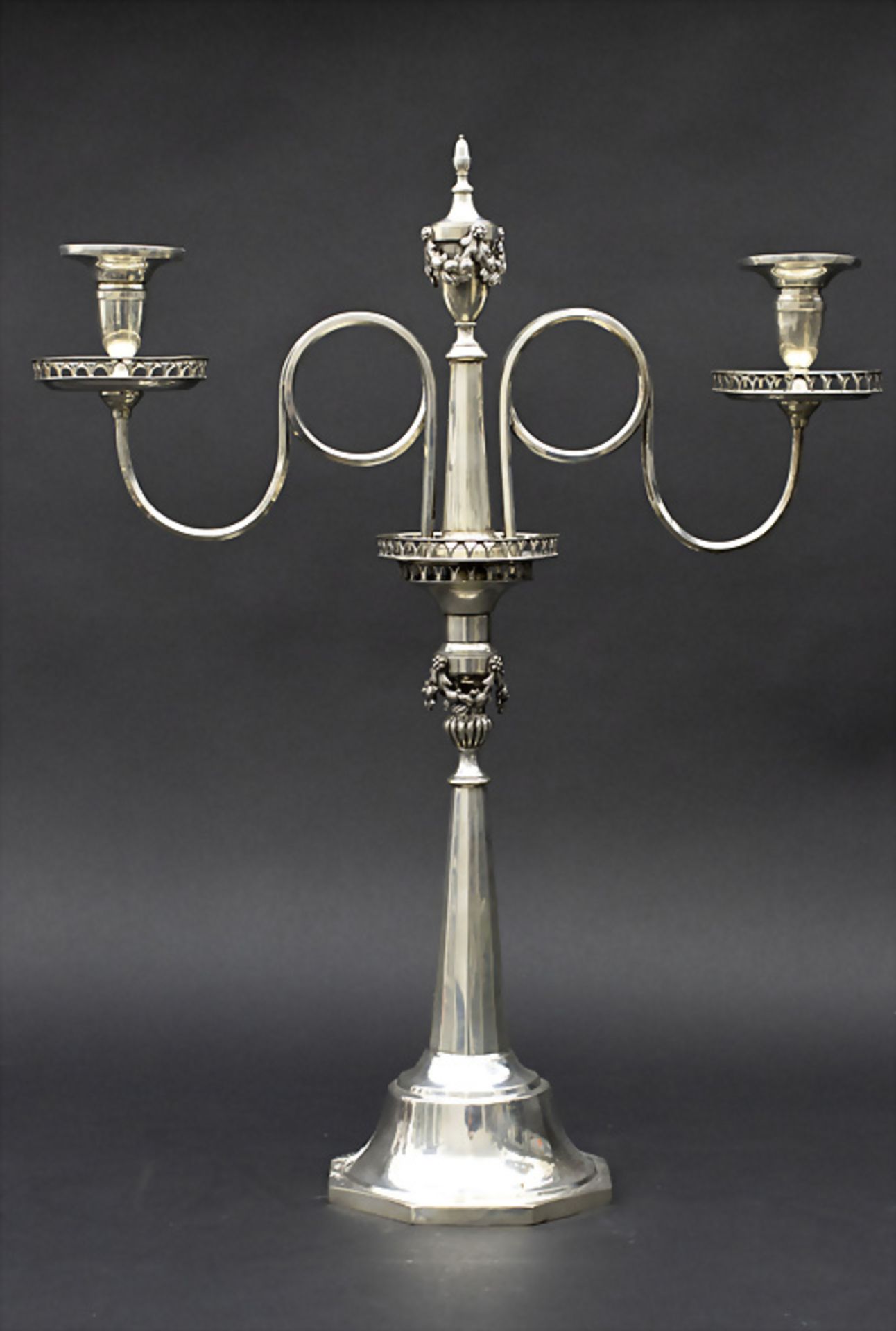 2-armiger Empire Kerzenleuchter / A silver candleholder, Breslau um 1800 - Bild 2 aus 20