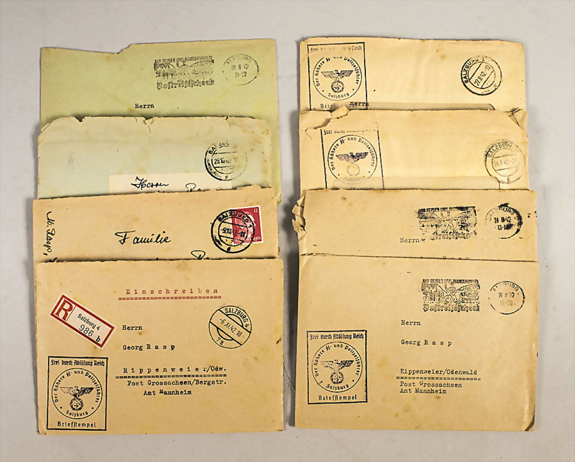 Konvolut aus 8 Feldpostbriefen einer SS-Helferin, Drittes Reich