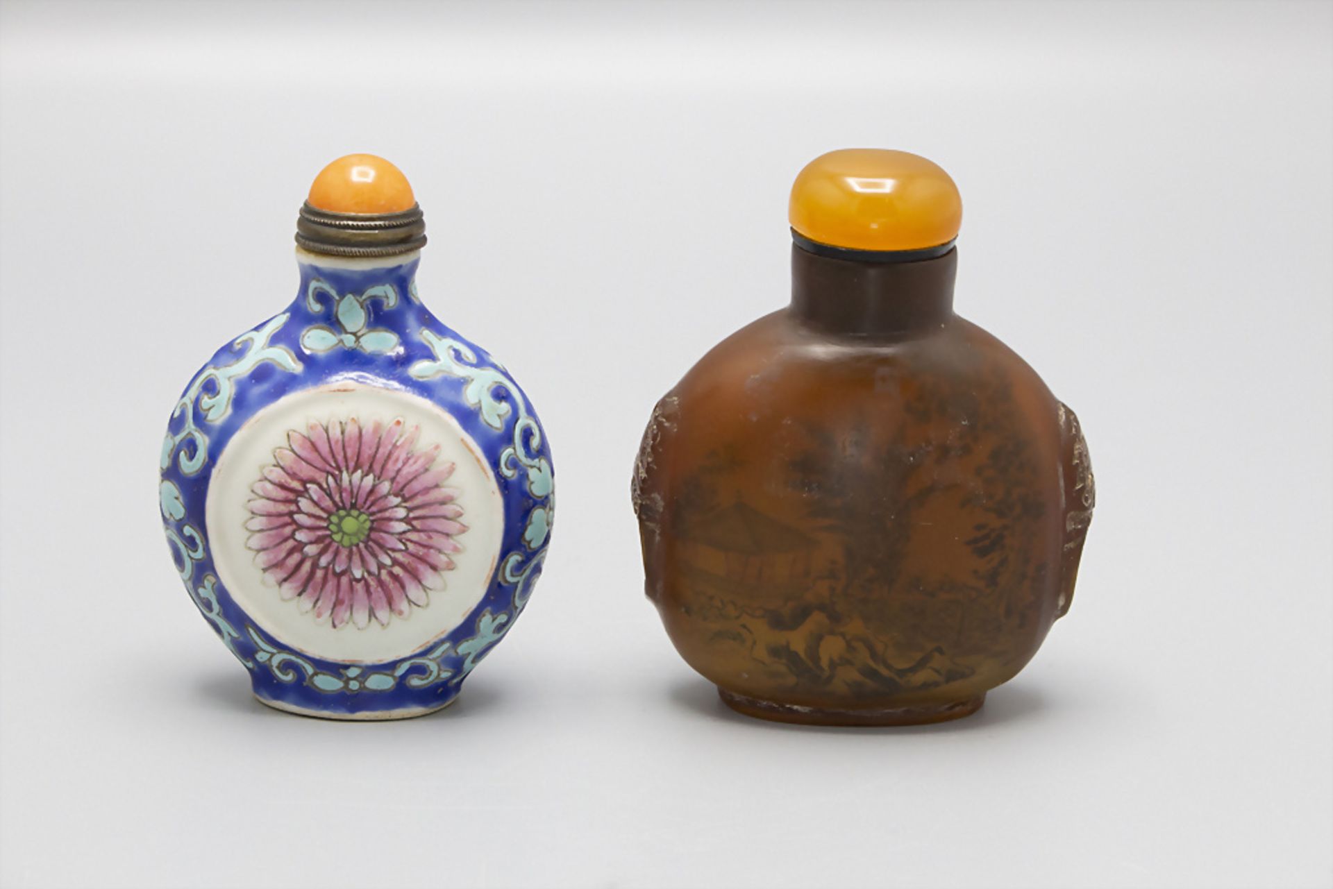 Zwei Schnupftabak Fläschchen / Two snuff bottles, China, Qing-Zeit, 19.-20. Jh.
