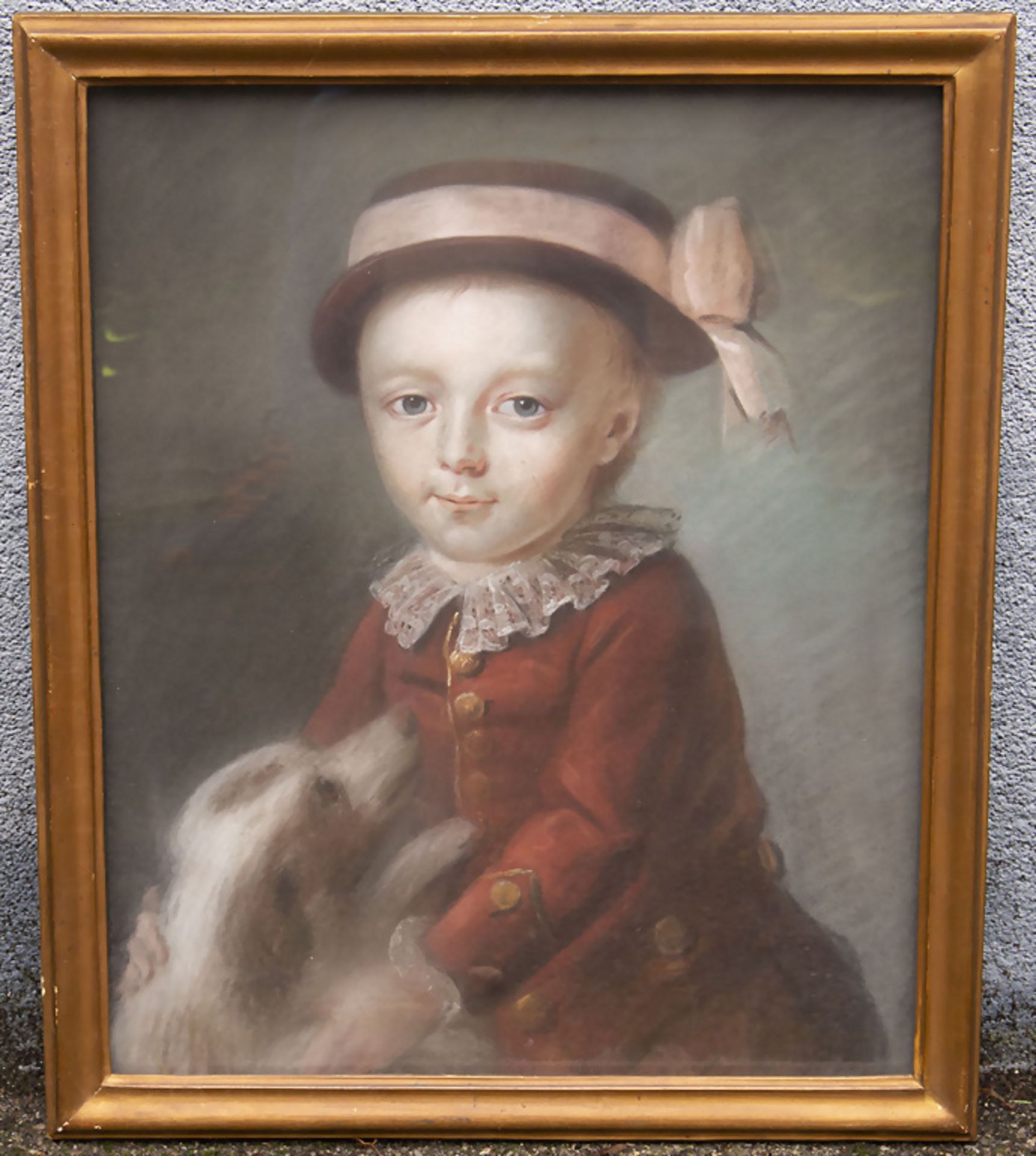 Künstler des 19. Jh., 'Knabenportrait mit Hund' / 'Portrait of a boy with dog' - Image 2 of 3